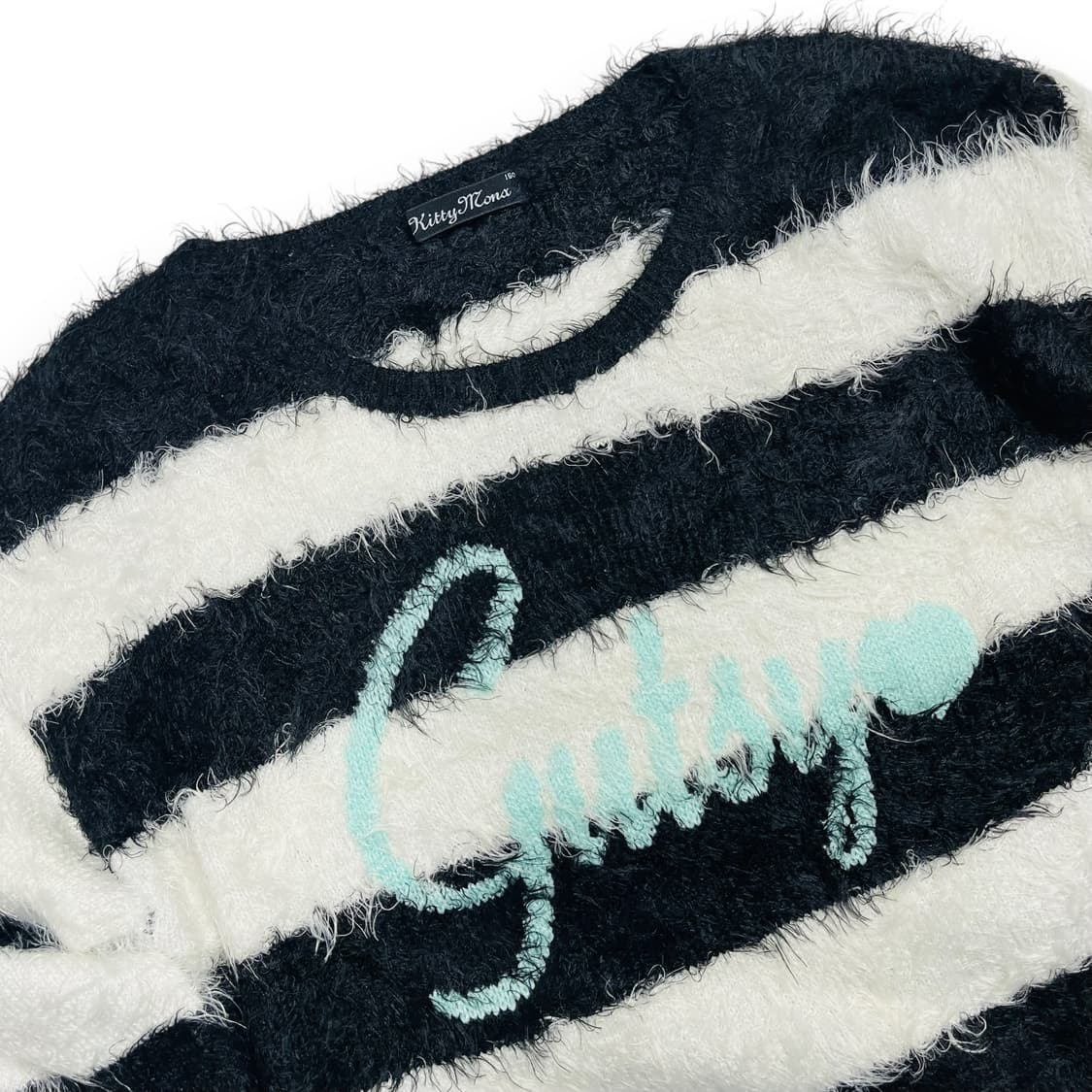 Kitty mona faux fur striped sweater 상품이미지3