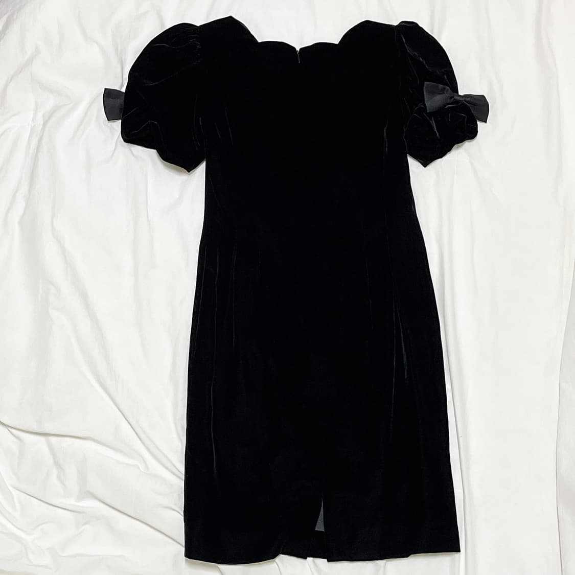 빈티지 ) 리본퍼프소매 벨벳원피스 상품이미지4