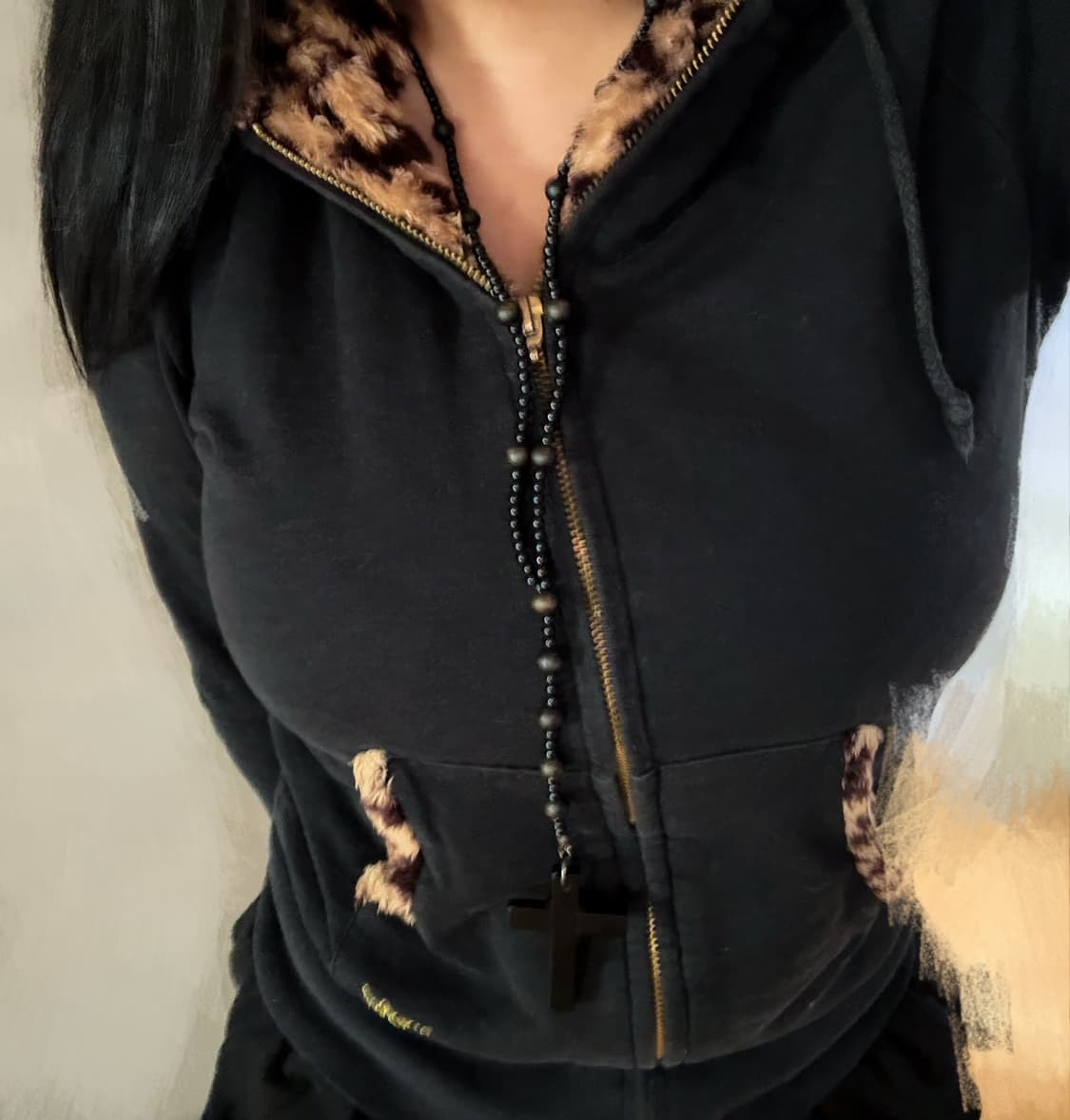 빈티지 펑크 갸루 고스 블랙 십자가 목걸이 상품이미지2