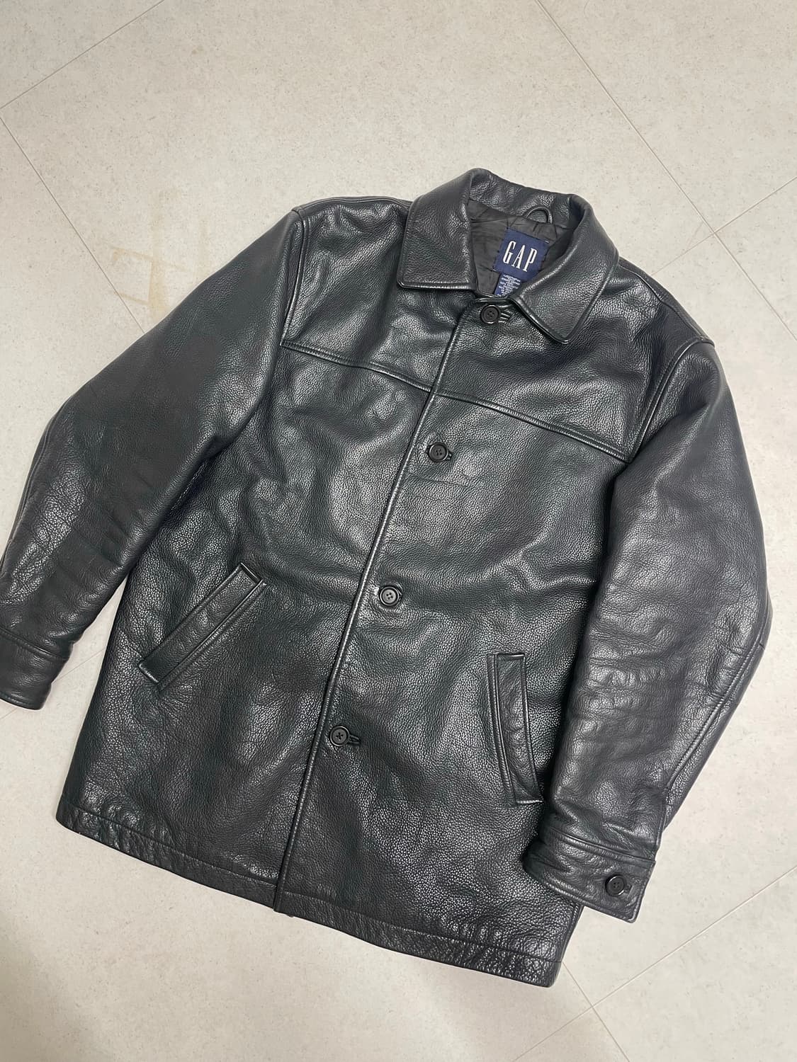 [S] 올드 갭 레더 카코트 블랙 상품이미지2