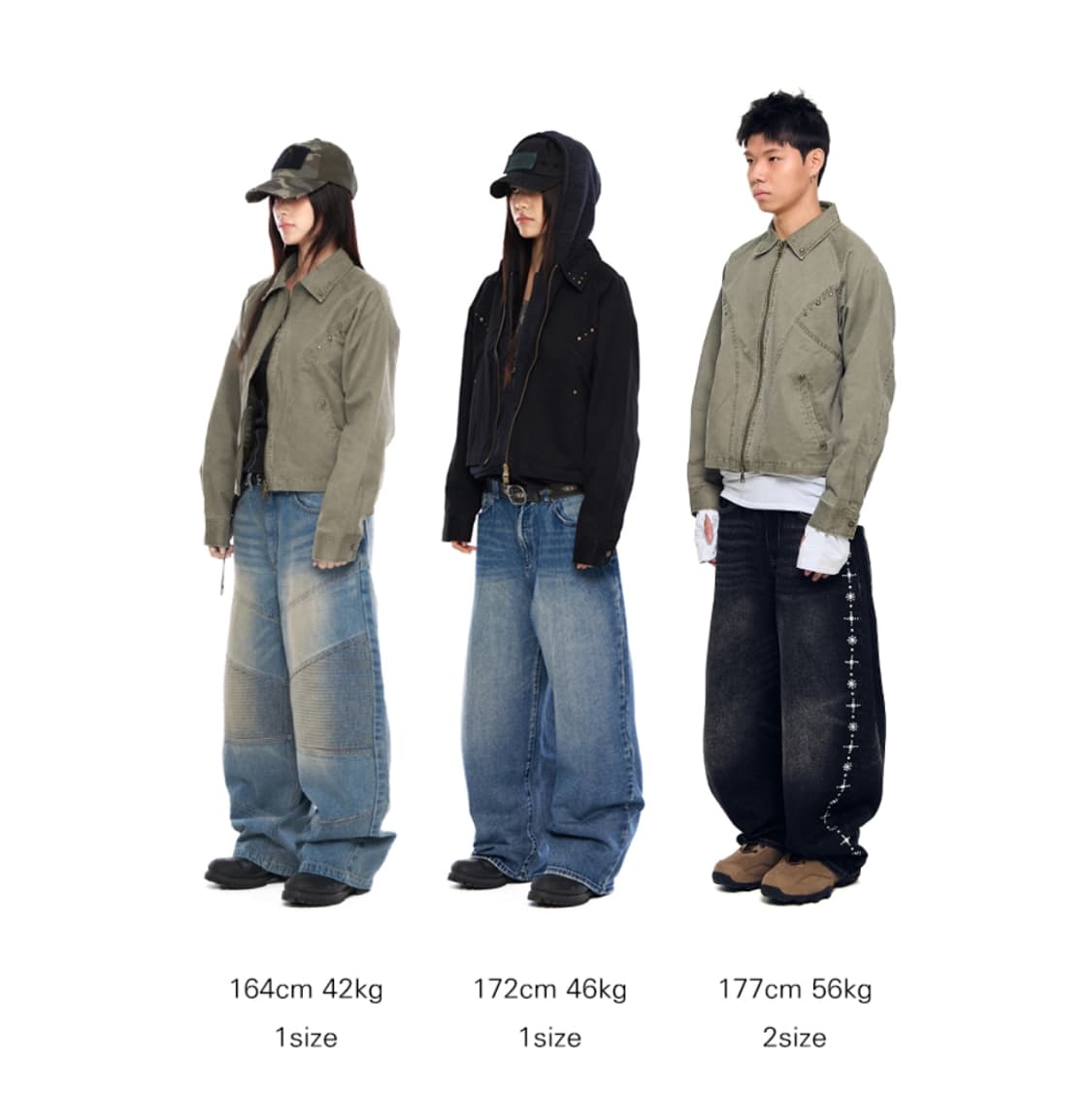 아캄 스터드 코튼 자켓 카키 상품이미지3