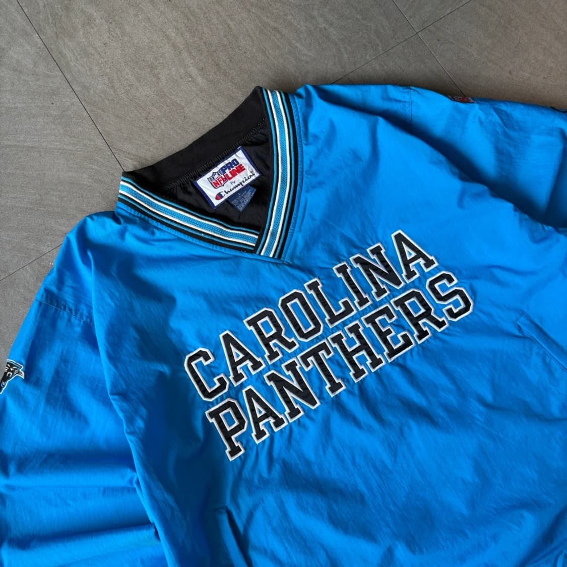 90년대 생산 NFL 프로 라인 바이 챔피온 블랙 나일론 웜업 상품이미지10