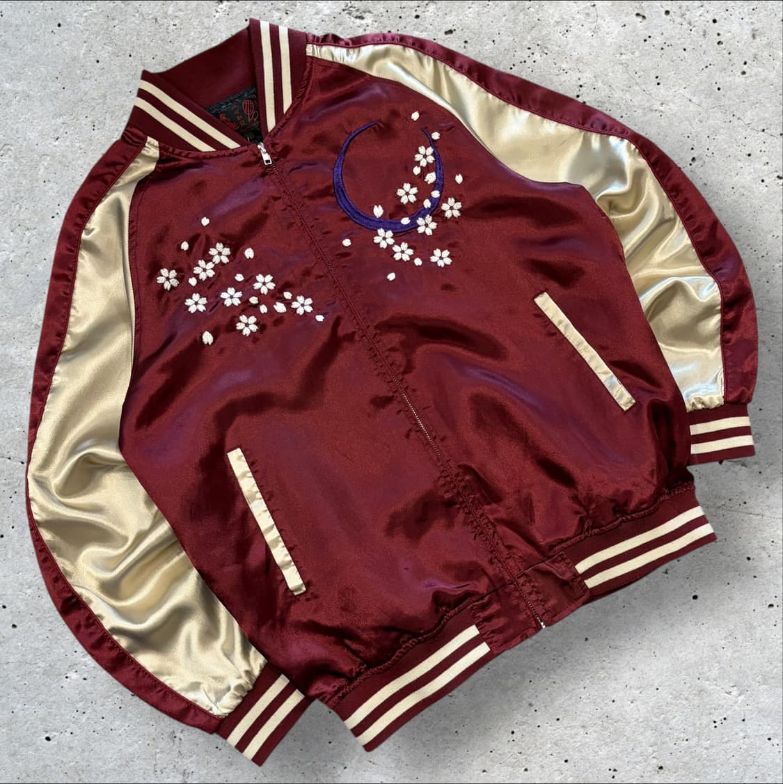 [XL] JPN 재팬 오니 자수 스카쟌 점퍼 버건디 D246 상품이미지2