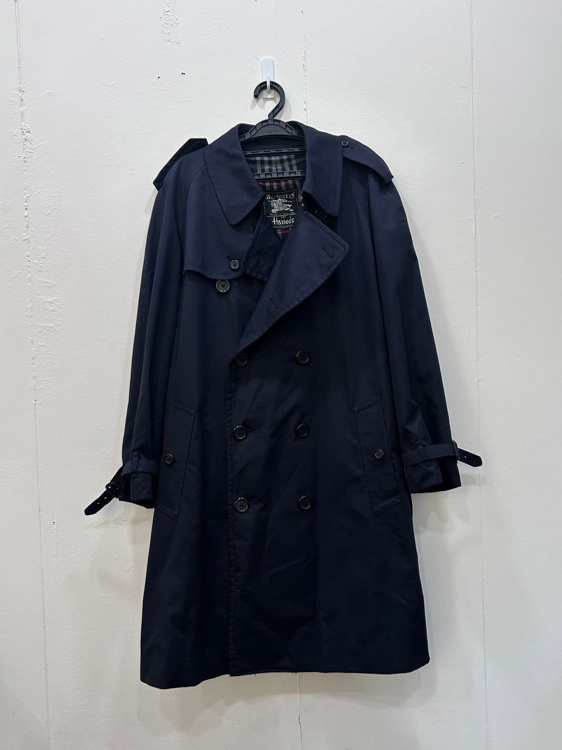 버버리 체크 안감 더블 견장 트렌치코트 남성 95-100사이즈 네이비 상품이미지2