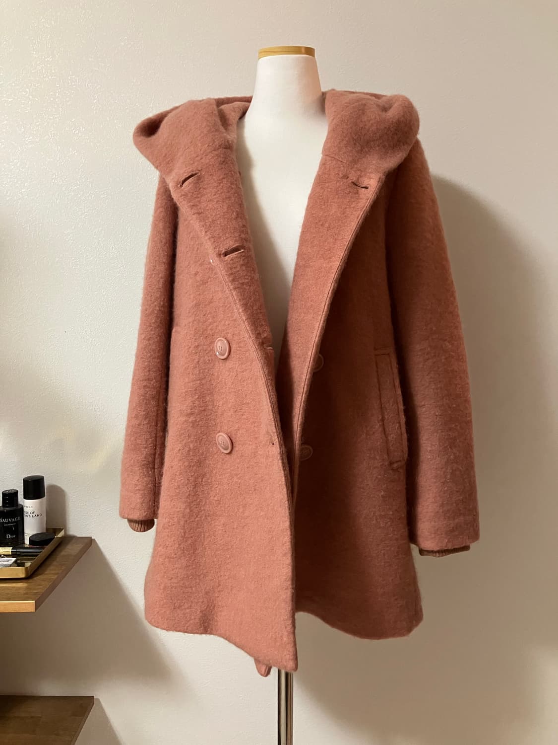 핑크색 더블 버튼 후드 코트 일본빈티지 모리걸 하구미 히메갸루 상품이미지4