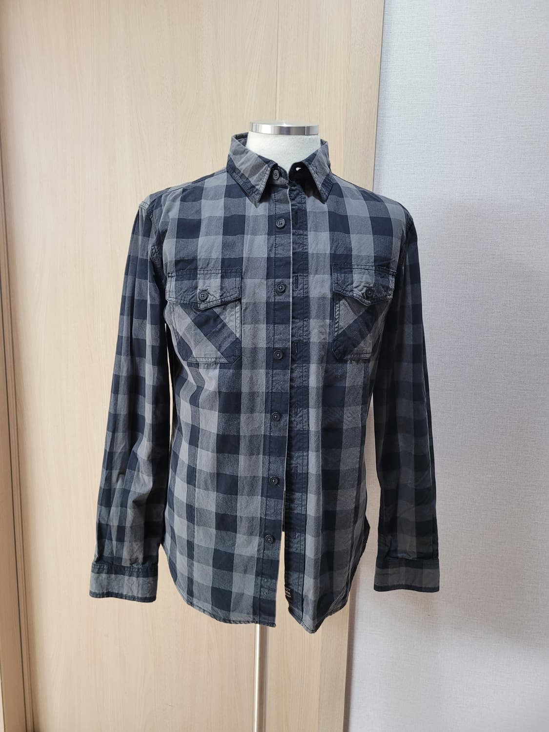 스텝 STAFF 남자 체크셔츠 100 다크그레이 상품이미지1