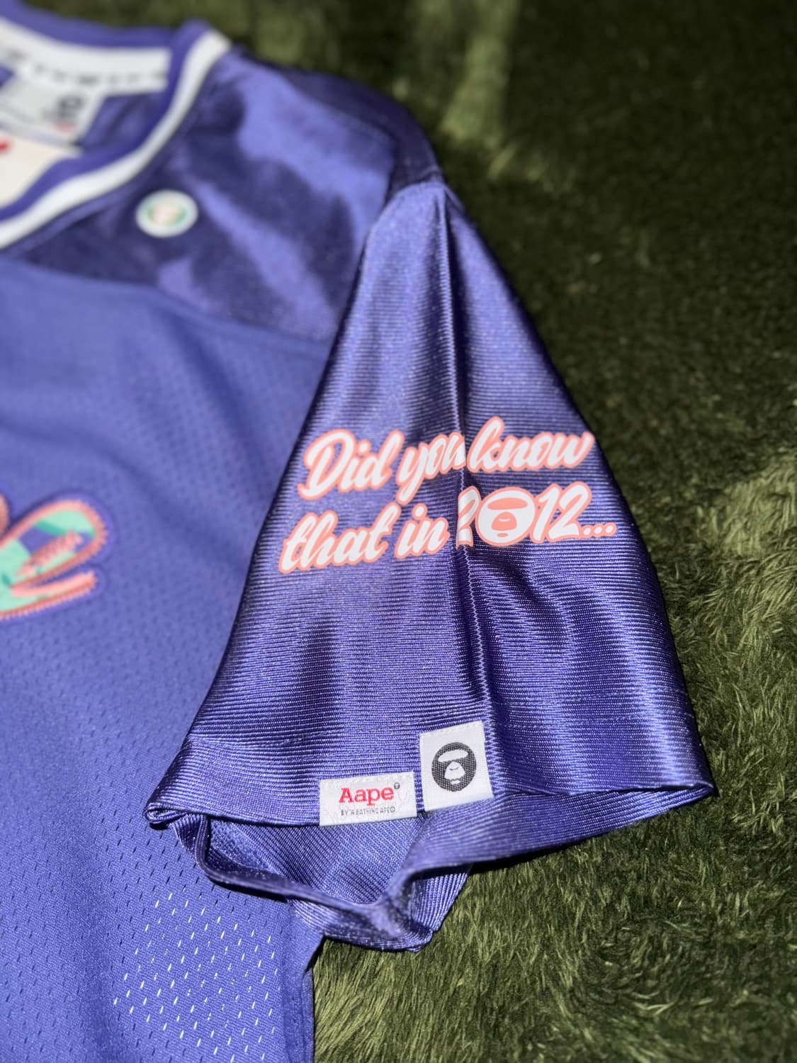 Aape 에이프 바이 베이프 아플리케 크롭 탑 풋볼 저지 퍼플 상품이미지4