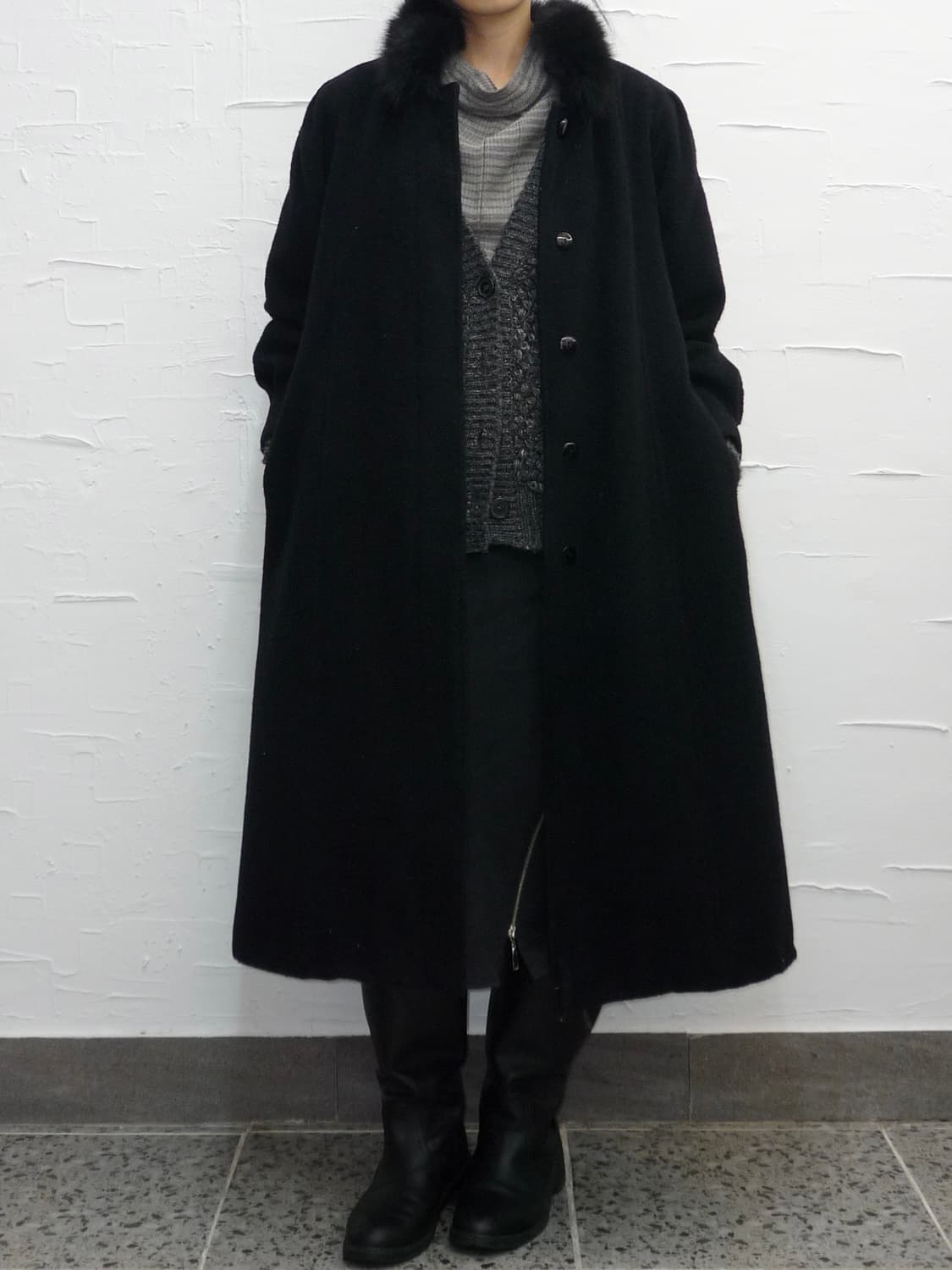fur neck coat 상품이미지2