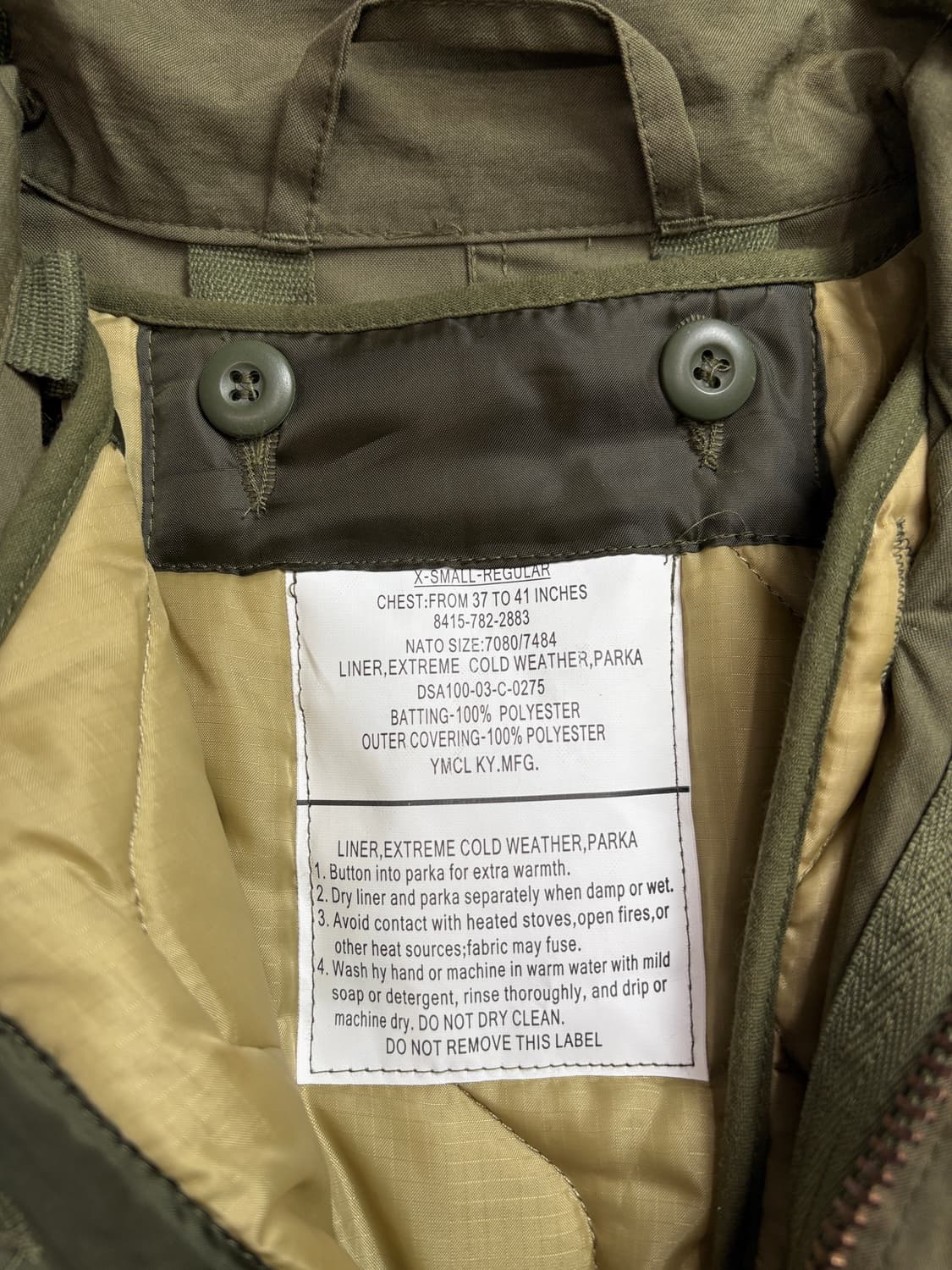 YMCLKY USA 밀리터리 M-65 피쉬테일 파카 1977 상품이미지4