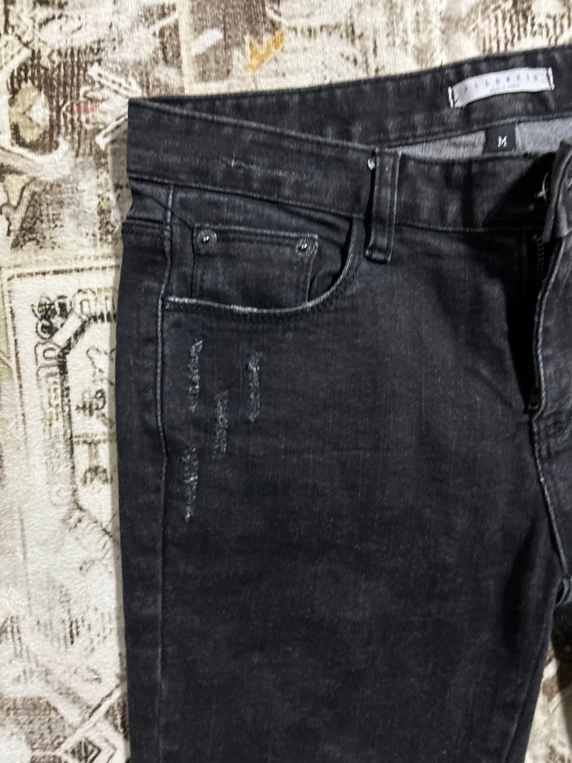 skull attached punk black denim 상품이미지3