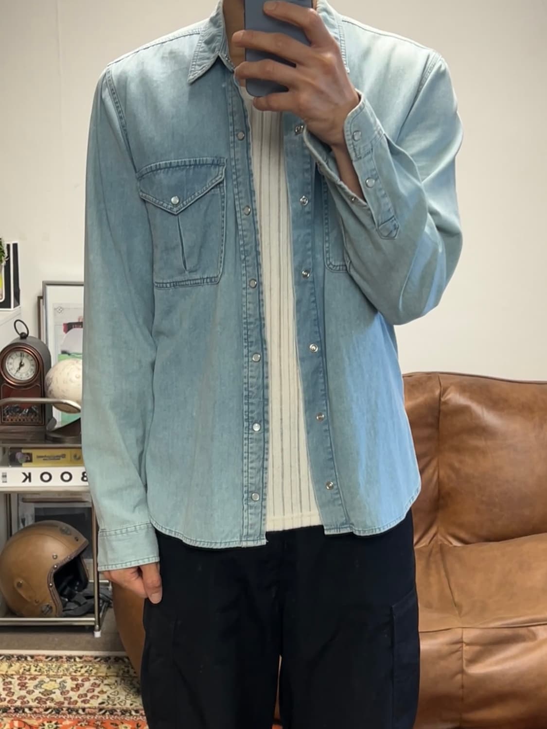 [M] SANDRO 산드로 빈티지 연청 웨스턴 셔츠 상품이미지2