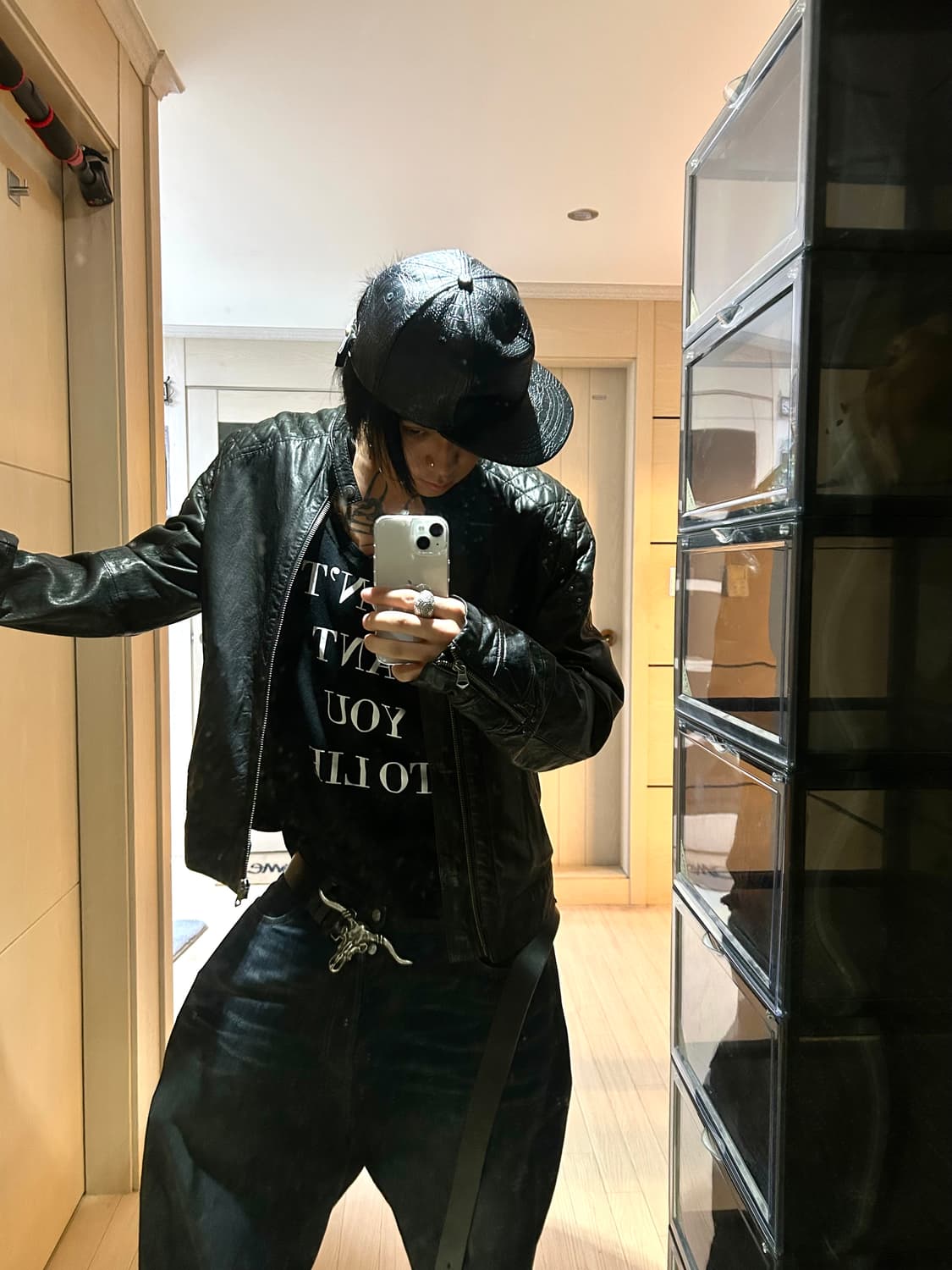 Stud Sheep Skin Biker Leather Jacket 상품이미지8