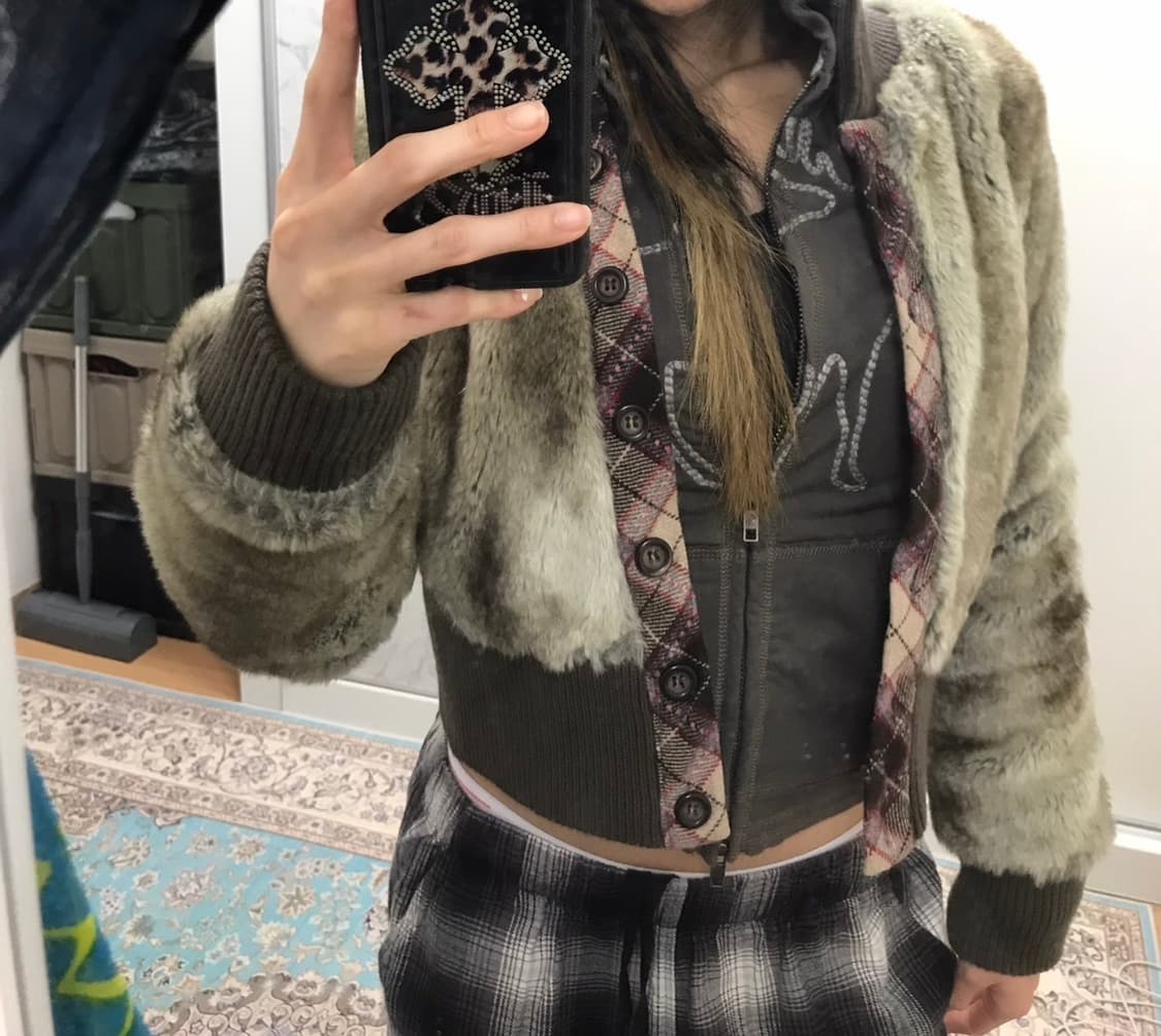 vintage ash brown fur jacket 상품이미지6