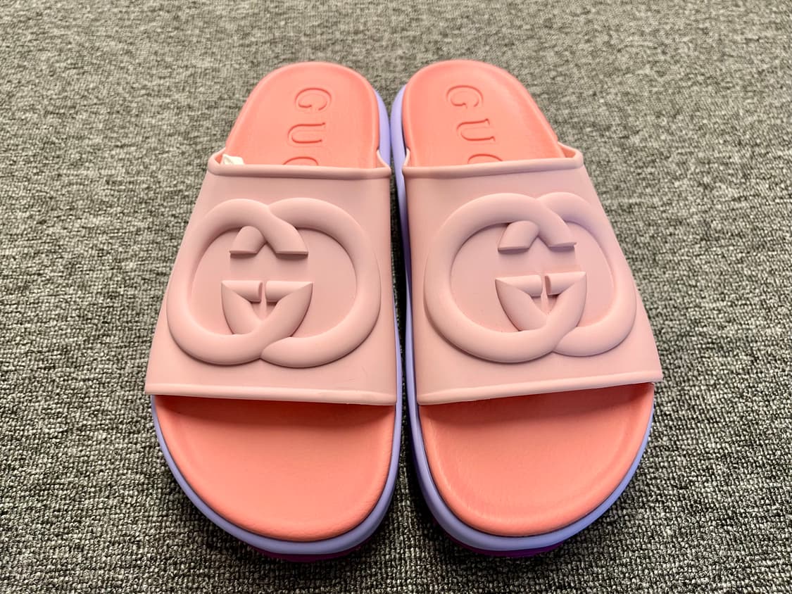 [255] 구찌 인터로킹 뮬 슬리퍼 핑크 퍼플 새제품 39  상품이미지3