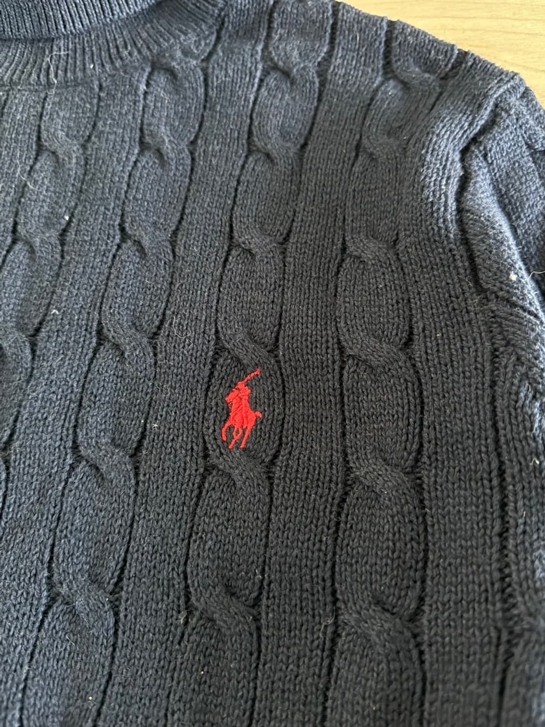 폴로 랄프로렌 꽈배기 터틀넥 니트 네이비 L 상품이미지2