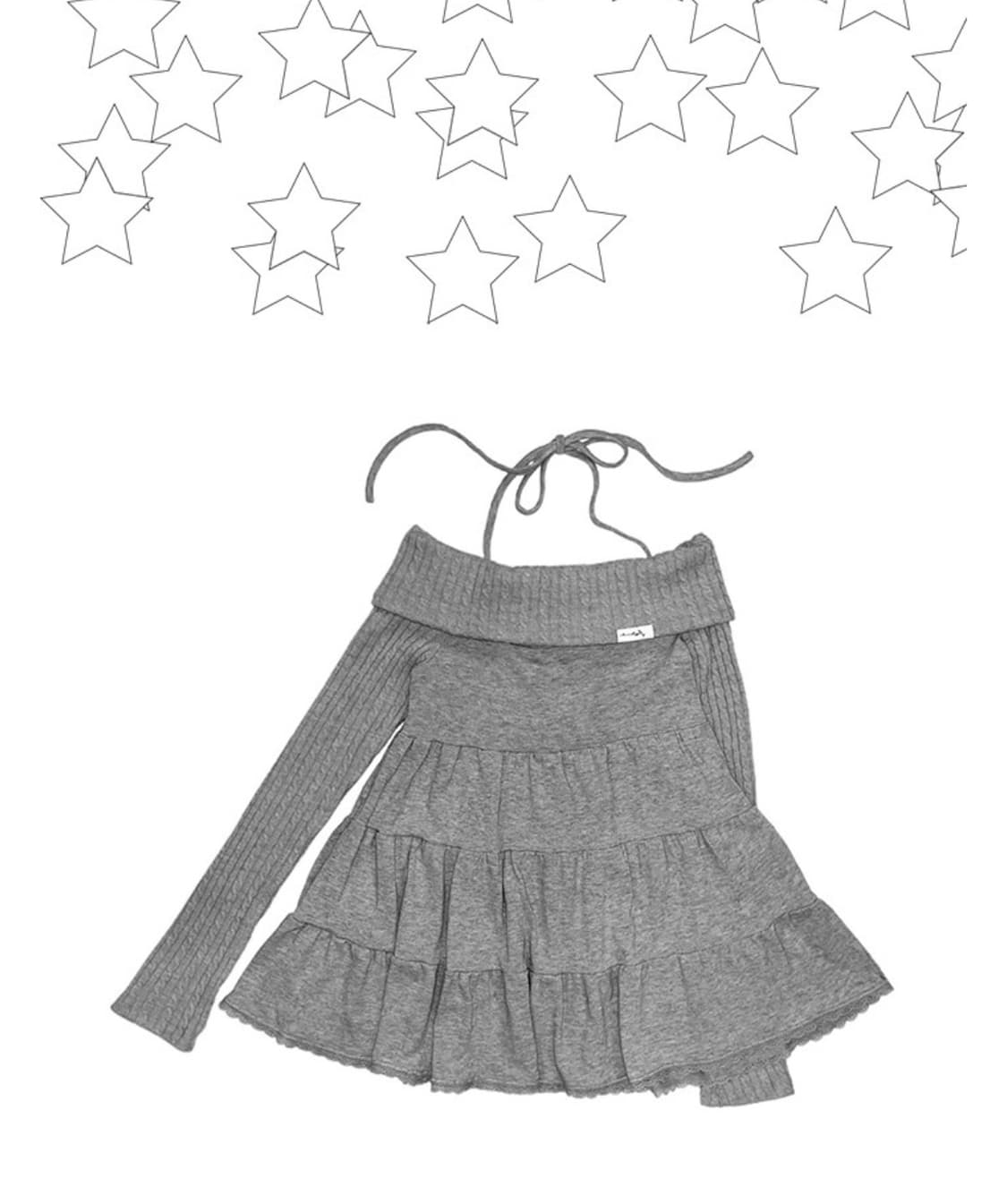 노피셜노피스 캉캉 오프숄더 탑 그레이 상품이미지3