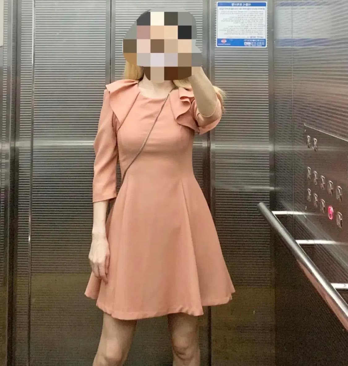 s사이즈ㅡ프릴장식 플레어 원피스/새거수준/7~8부소매 상품이미지2
