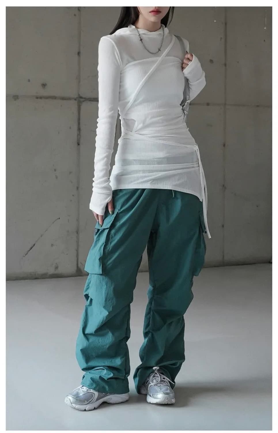 바이러니원 스위트 스트랩 레이어드 홀 원피스 상품이미지2