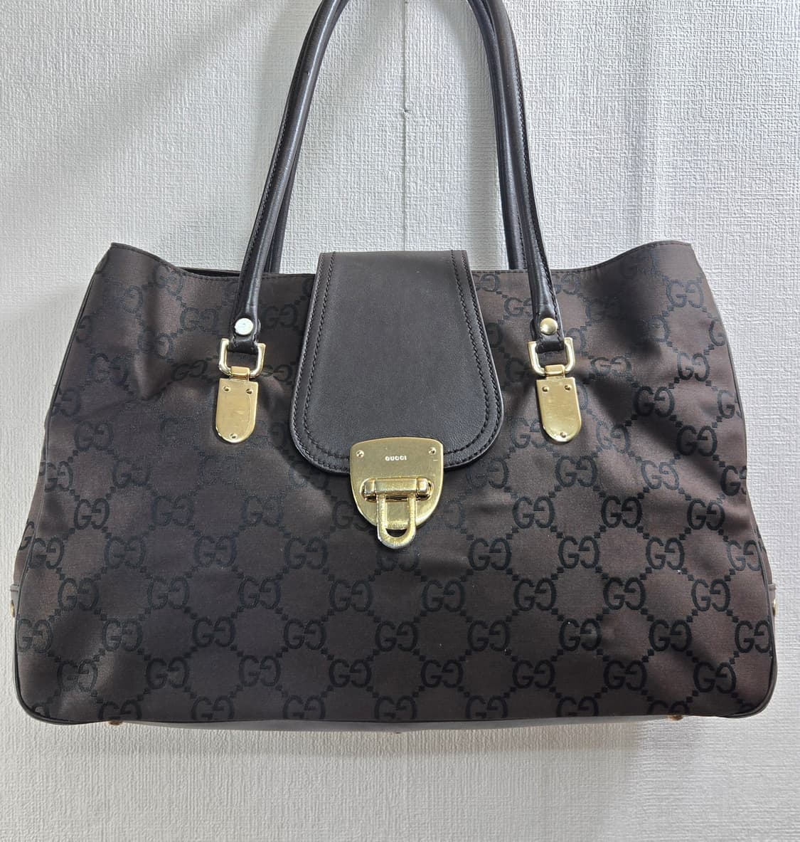 구찌 GG 컨버스  레더 트리밍 토트 숄더백 상품이미지1