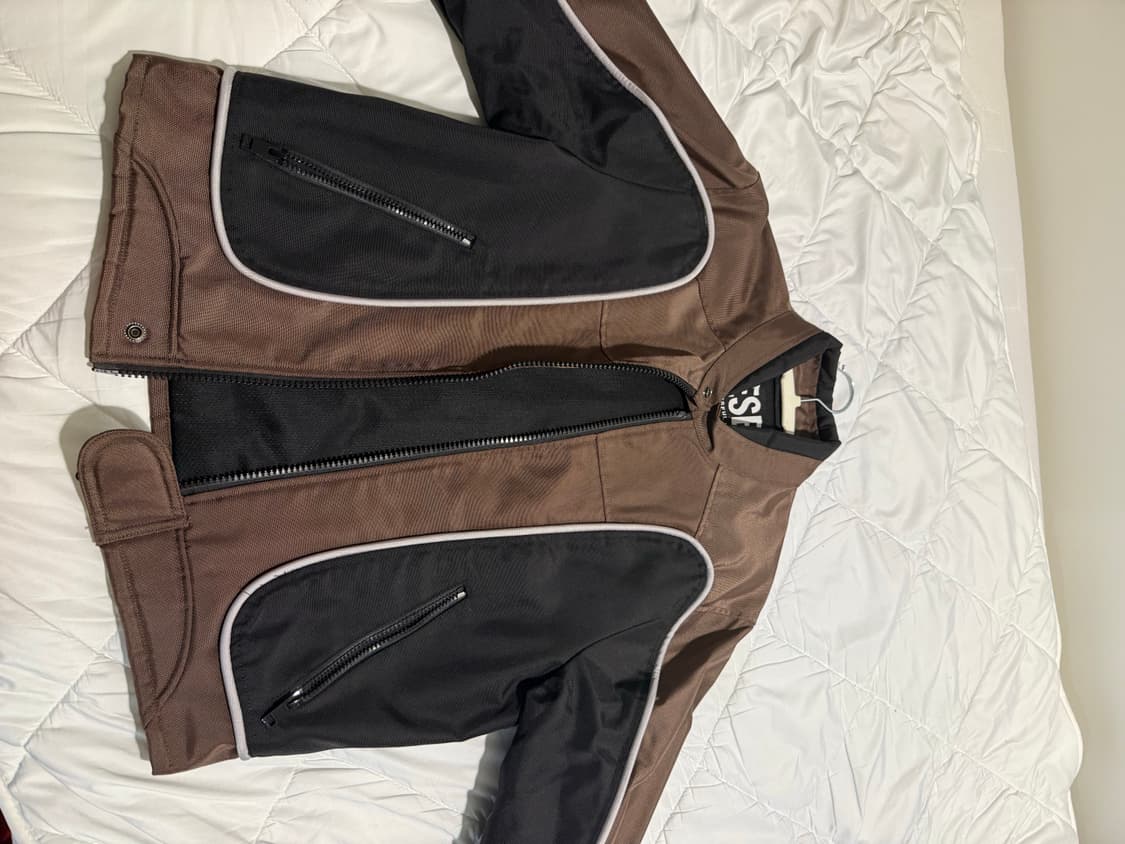 디젤 J-블링크 컬러블록 나일론 바이커 자켓 블랙 브라운 상품이미지1