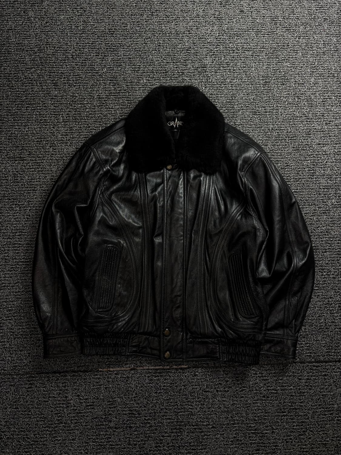 Grand 빈티지 램스킨 블랙 레더 봄버 무스탕 1472 상품이미지2