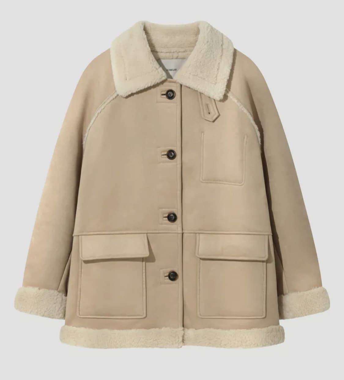 새상품 키뮤어 우먼 무스탕 하프코트 베이지 상품이미지2