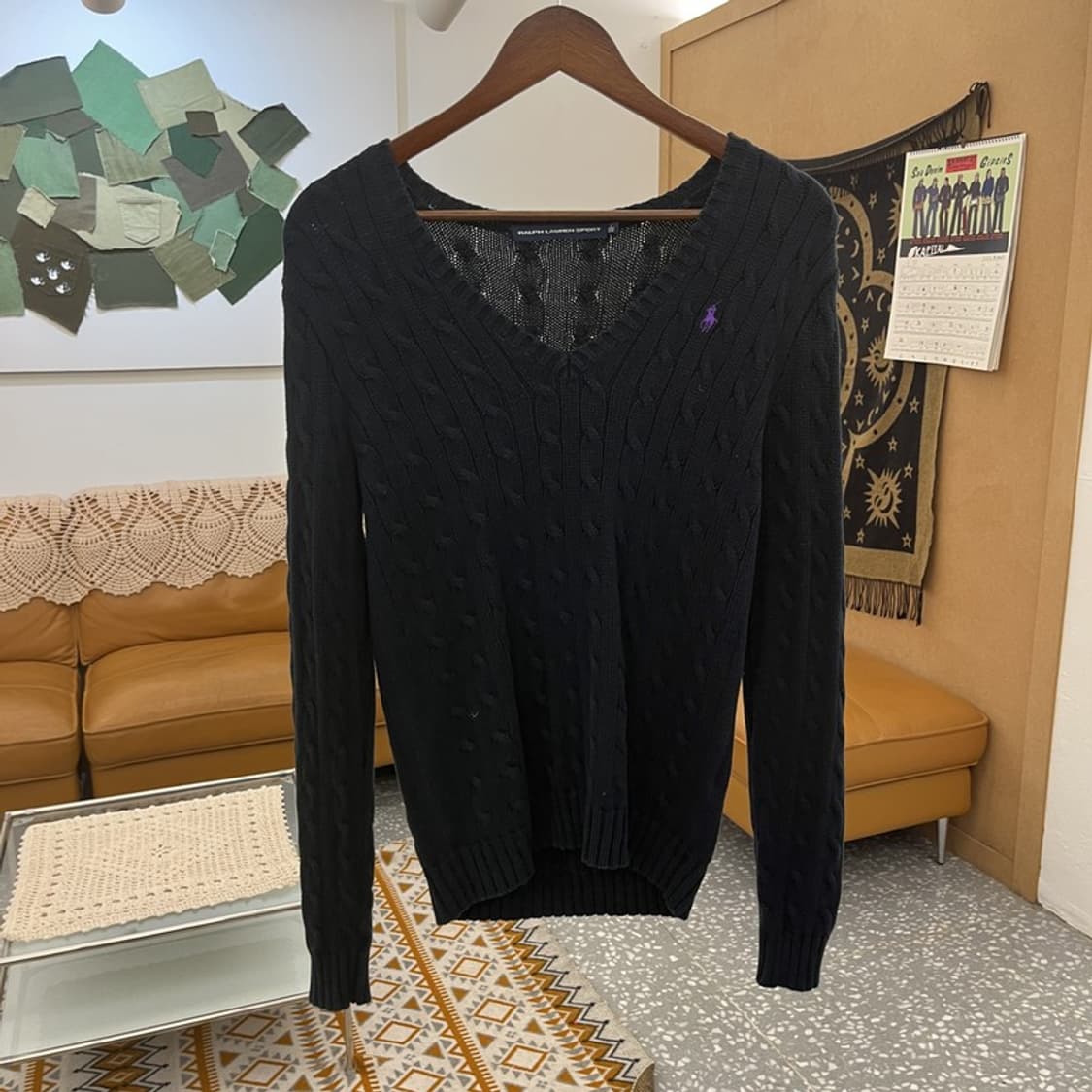 폴로 랄프로렌 빈티지 여리 슬림핏 브이넥 꽈배기 니트 S C10943 상품이미지3