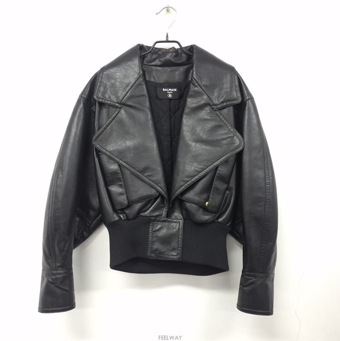 런웨이패션쇼 발망)Cropped faux lea 가죽자켓 점퍼 숏쟈켓 상품이미지1