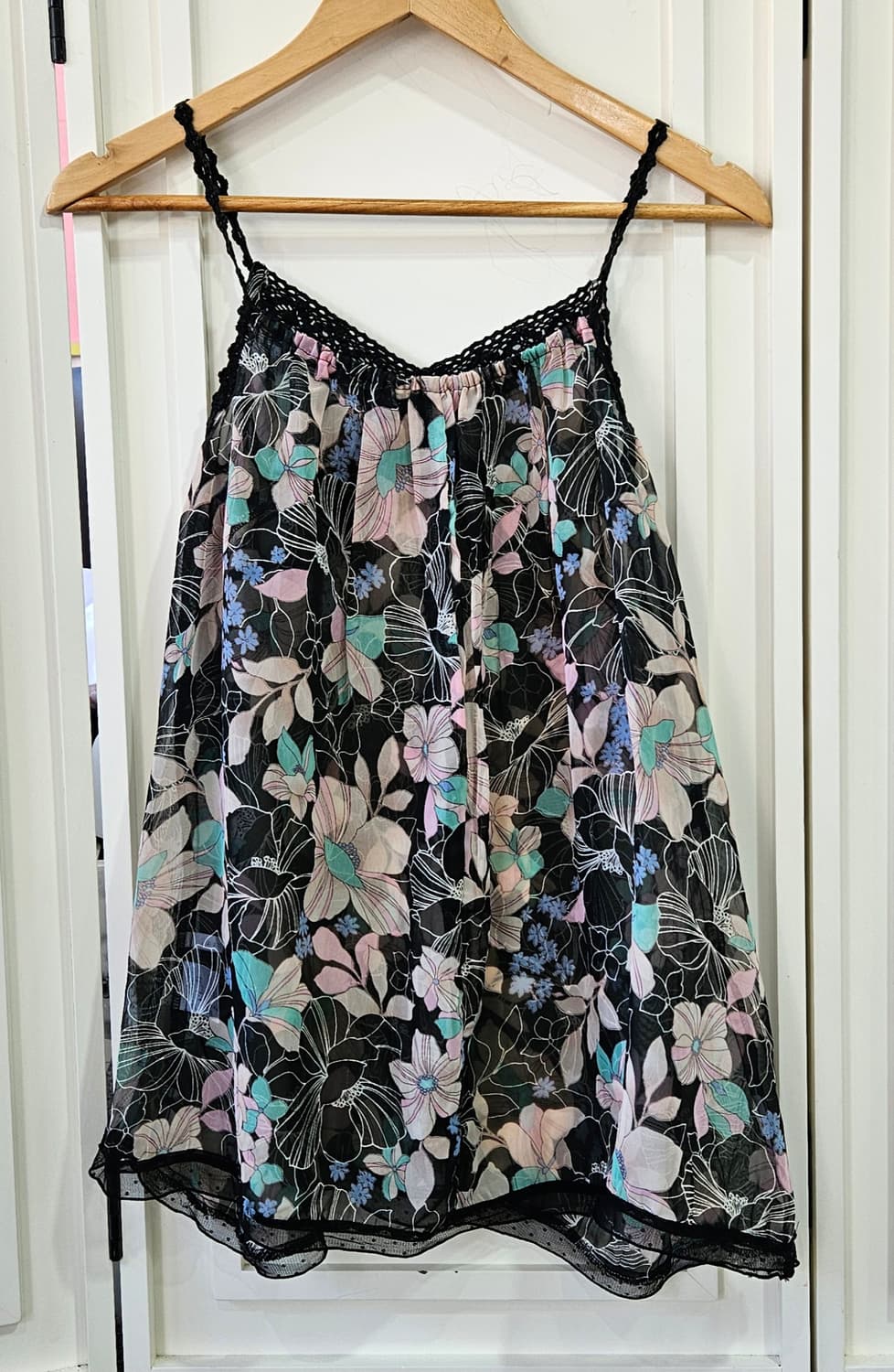 오리엔탈 플라워 쉬폰 레이스 나시 원피스 상품이미지4