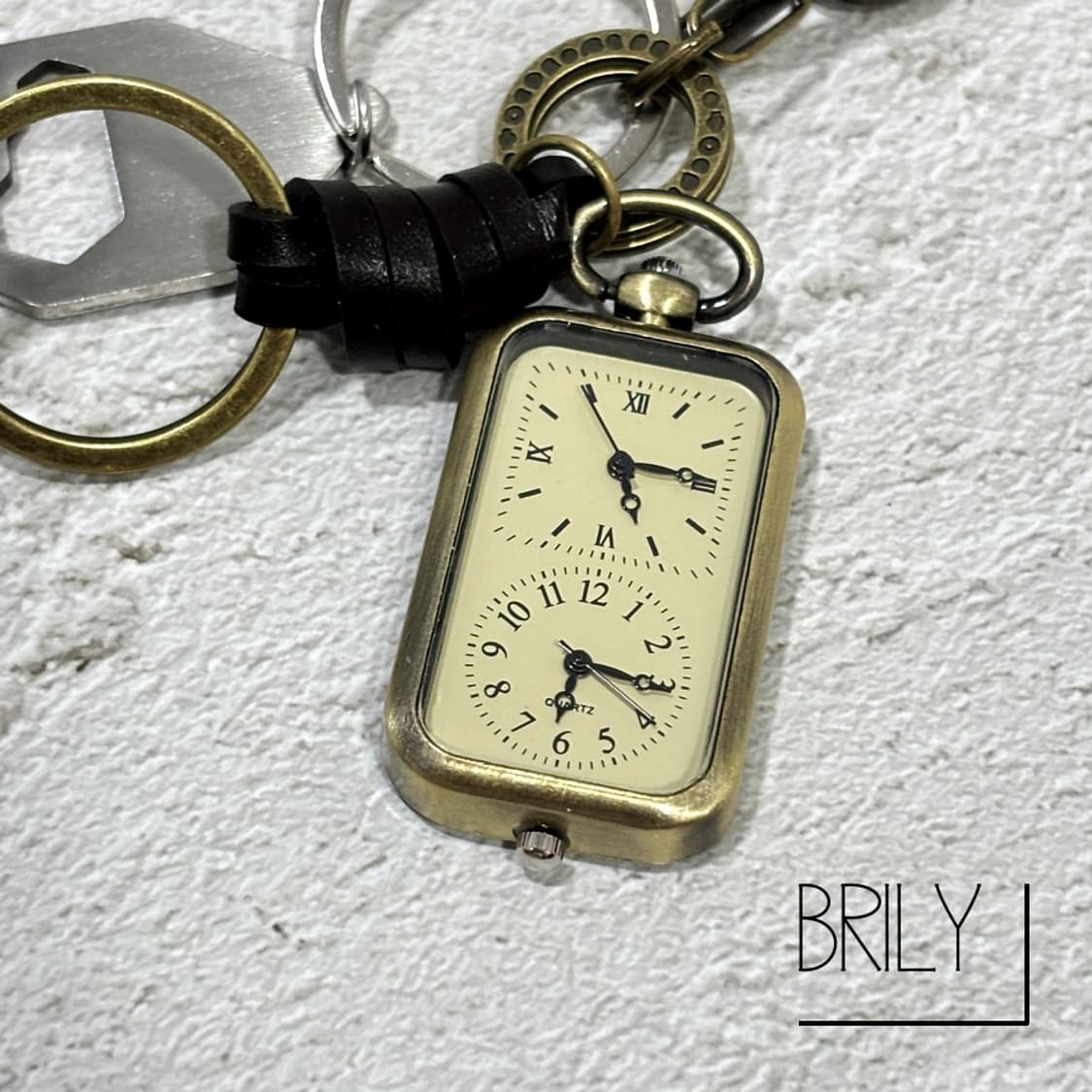 [Unisex] TIME 브론즈 쿼츠 시계 빈티지 키링 열쇠고리 상품이미지2