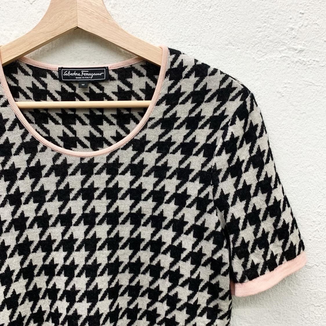 살바토레 페라가모 하운드 투스 체크 시보리 하프 니트 상품이미지4