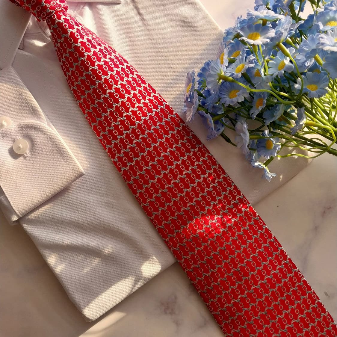 아쿠아스큐텀 실크 레드 링크 패턴 넥타이 9cm A+등급 K1541
 상품이미지8