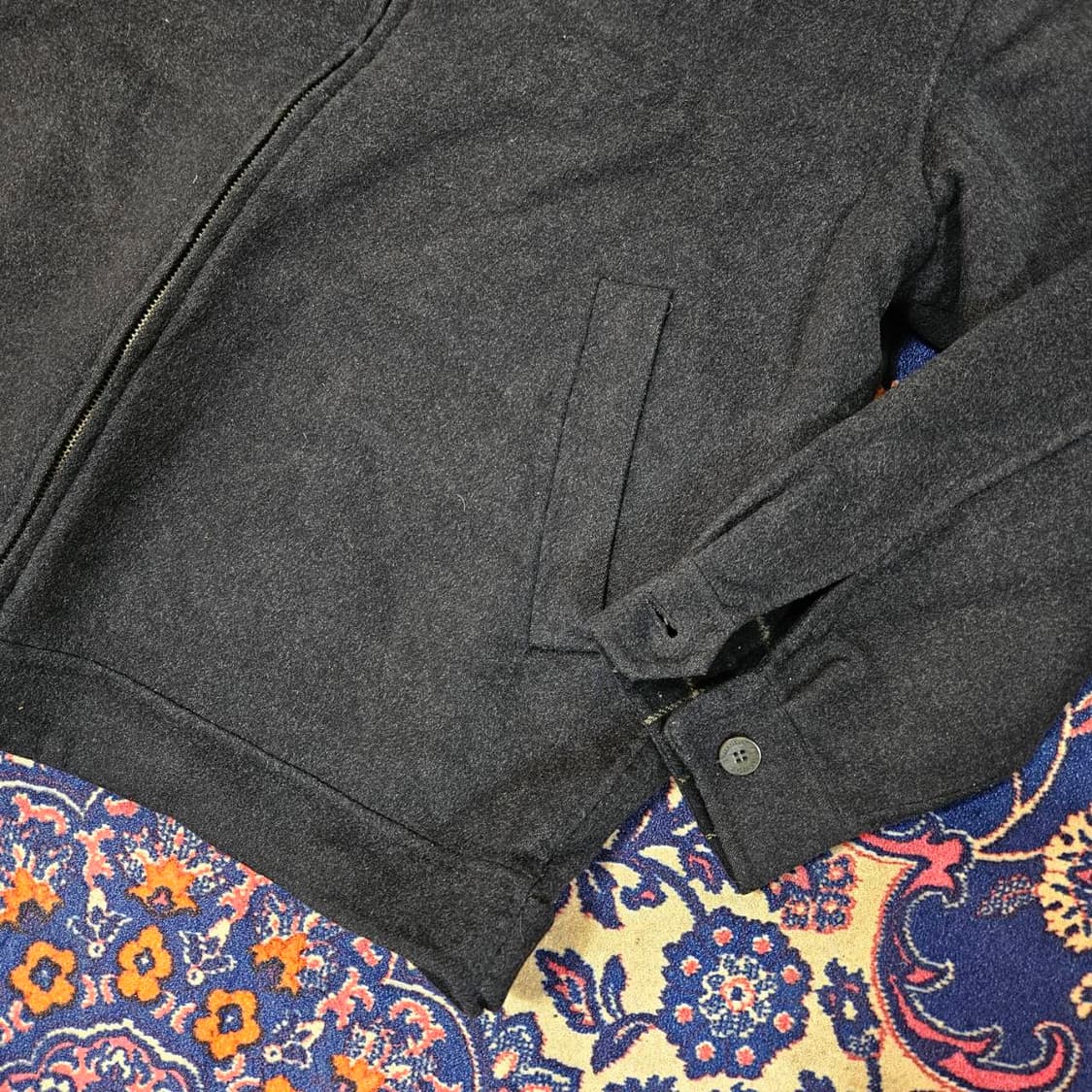 마에스트로 울(Wool) 체크 카라넥 집업 봄버자켓
 상품이미지4