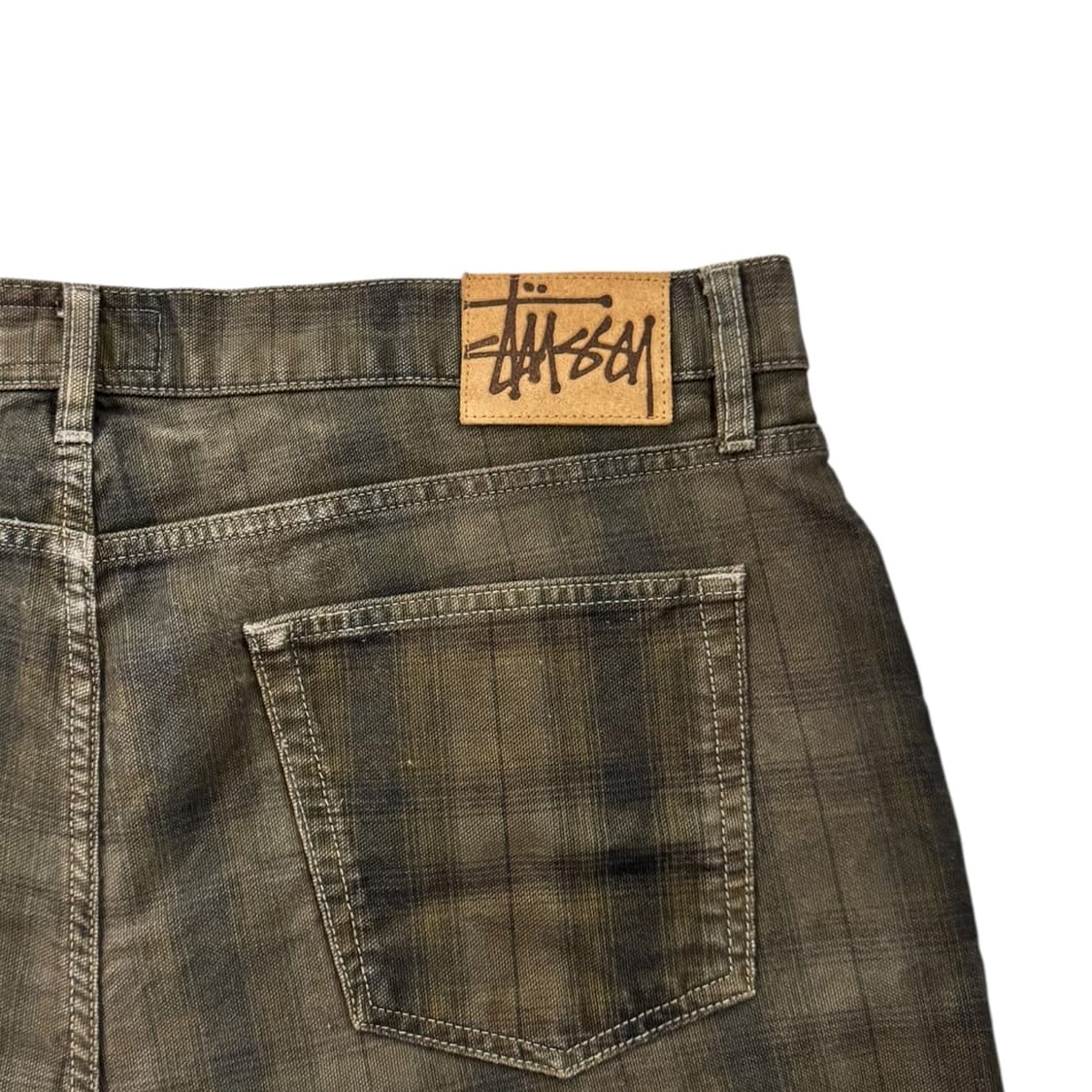 스투시 빅올 캔버스 플레이드 쇼츠 반바지 올리브 상품이미지5