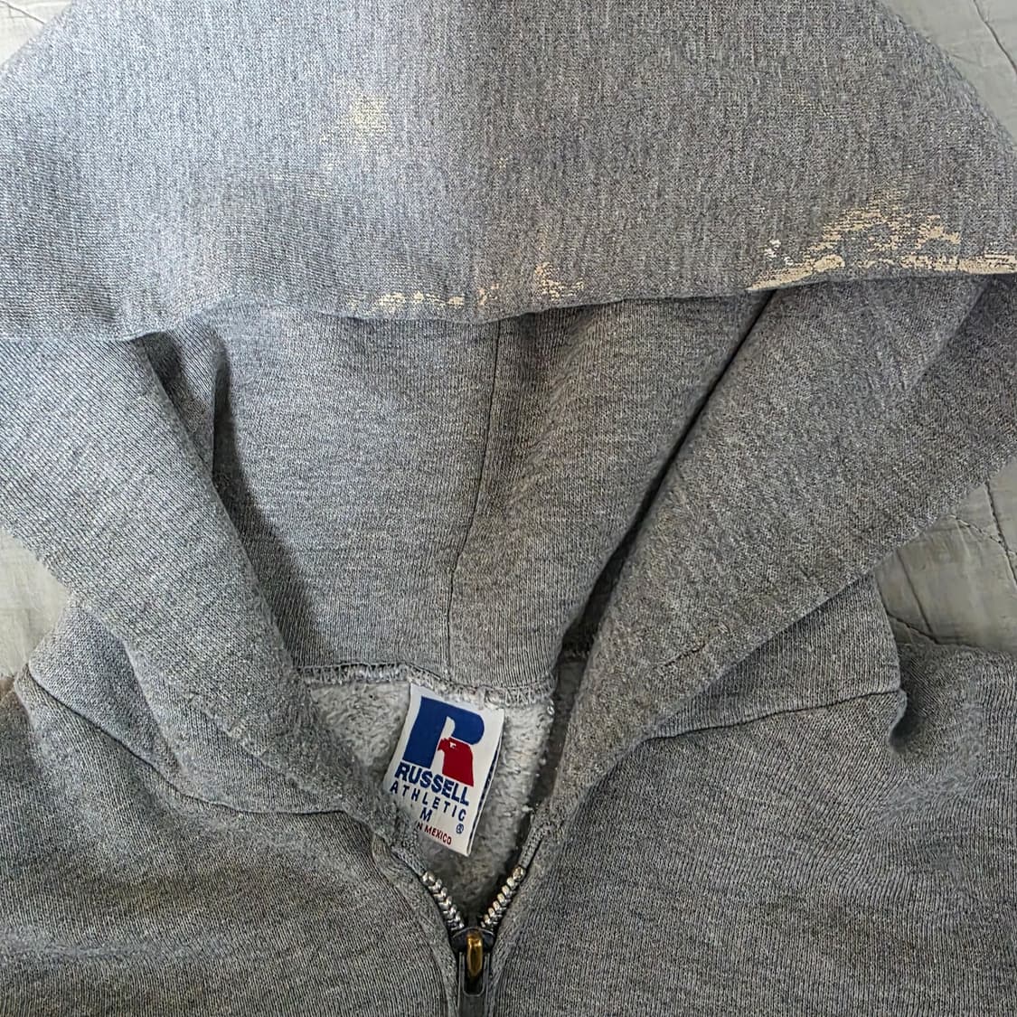 [M] 90s 러셀 애슬레틱 후드집업 헤더 그레이 ver. 더티페인팅 상품이미지4