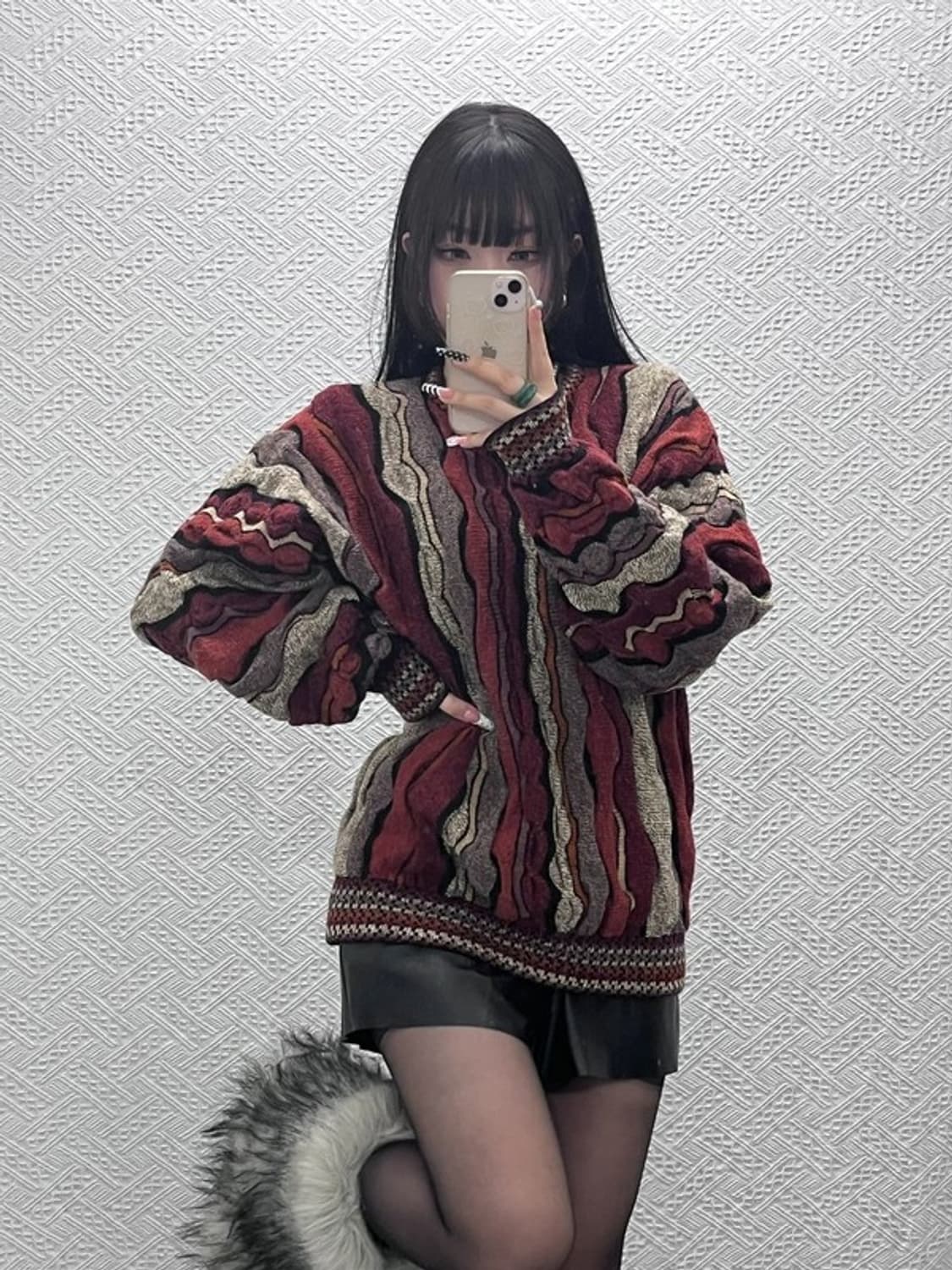 빈티지 쿠지맛 보헤미안 히피 그런지 뜨개 니트 M C10130 상품이미지1