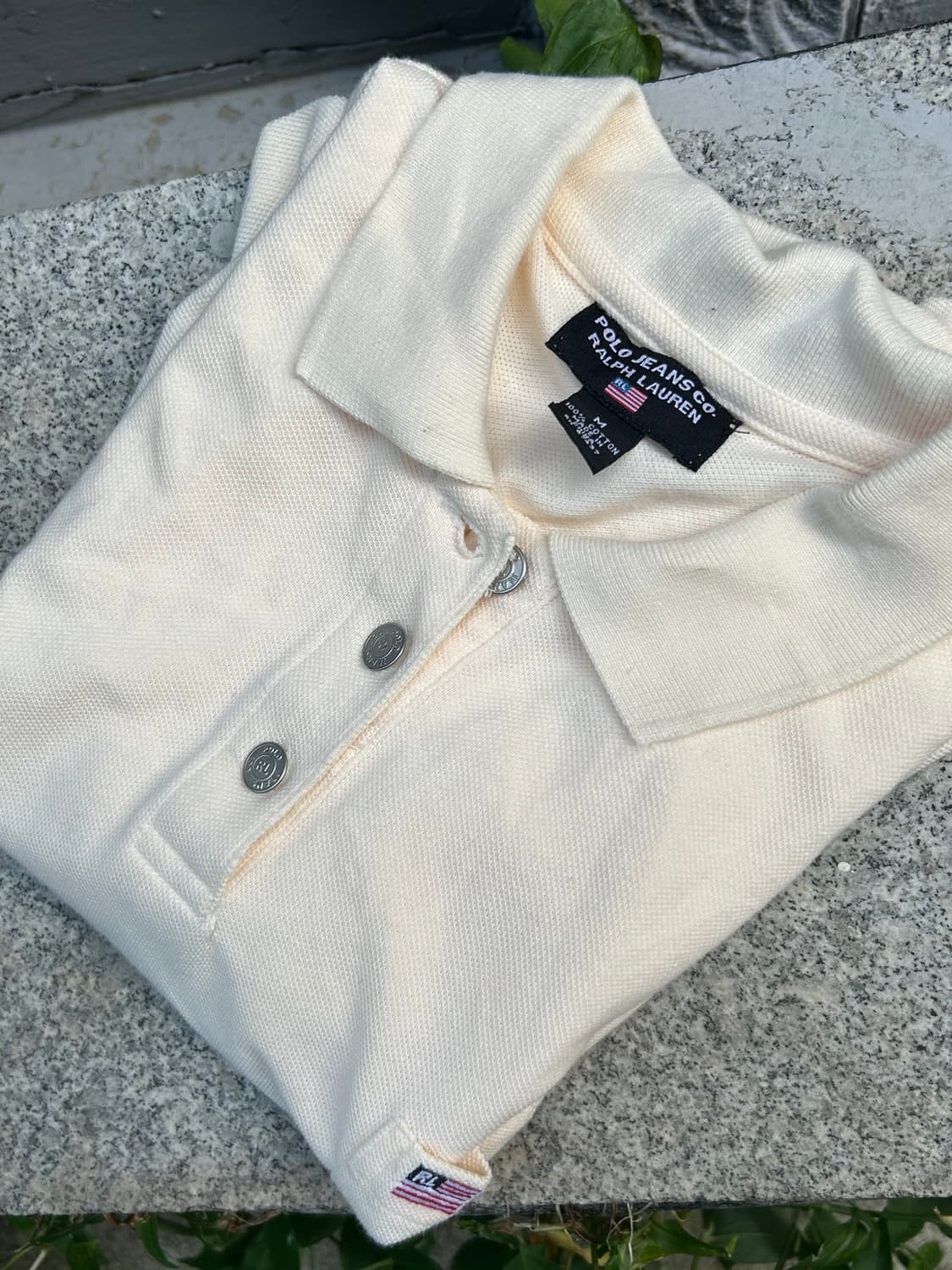 *rare* Jpn 00s 폴로 아이보리 성조기 pk 티셔츠  상품이미지4