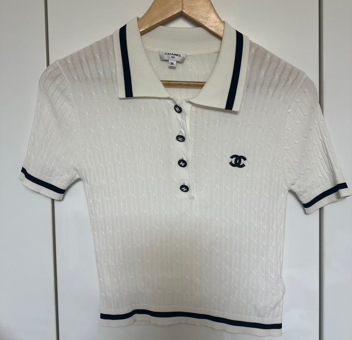 샤넬 화이트 반팔 니트 36사이즈 정품 상품이미지2