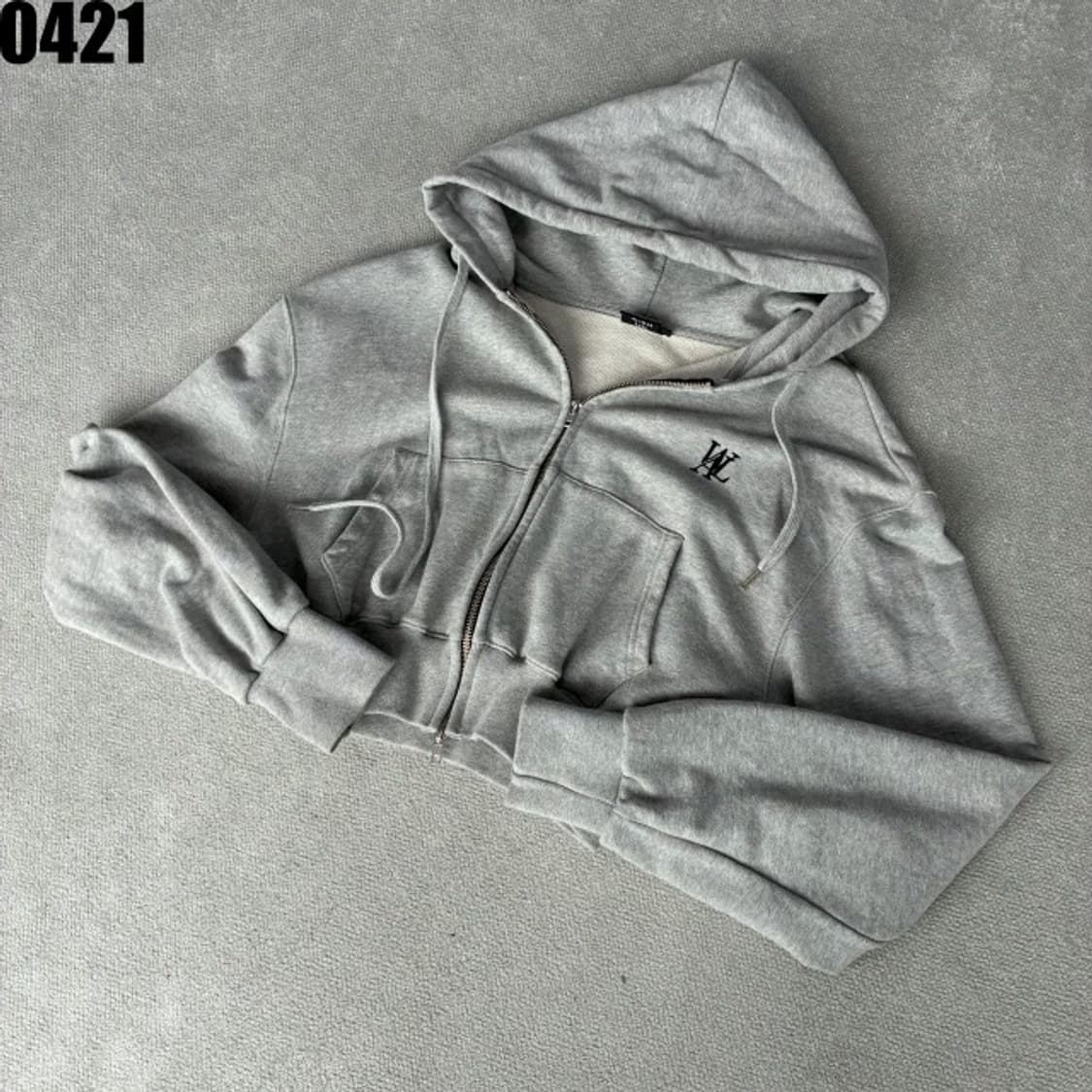 우알롱WL 회색 크롭 후드집업 xs 상품이미지1