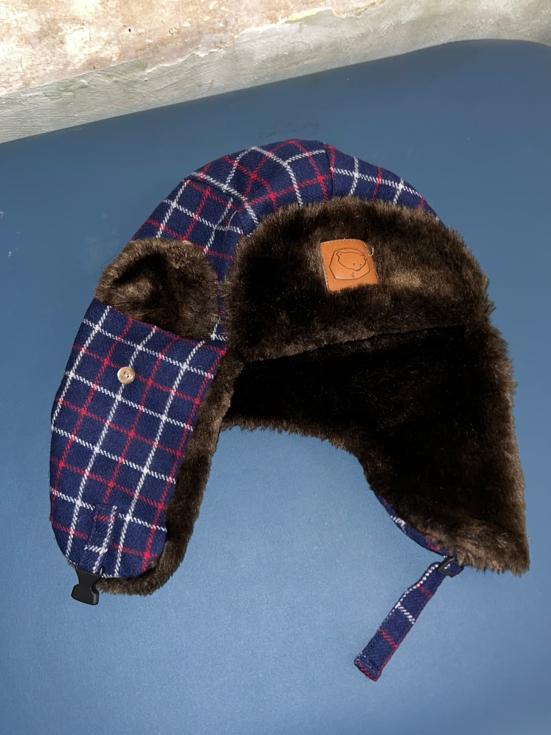 빈티지 체크드 이어플랩 방한모 상품이미지1