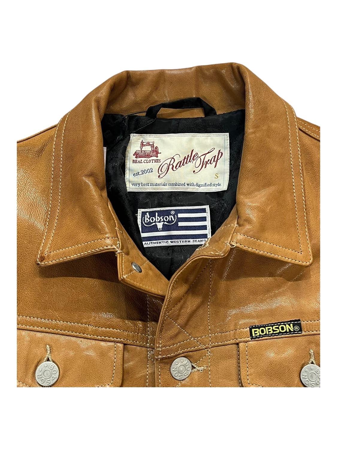 밥슨 카라 버튼 레더 자켓 카멜 S #csz1966 상품이미지4