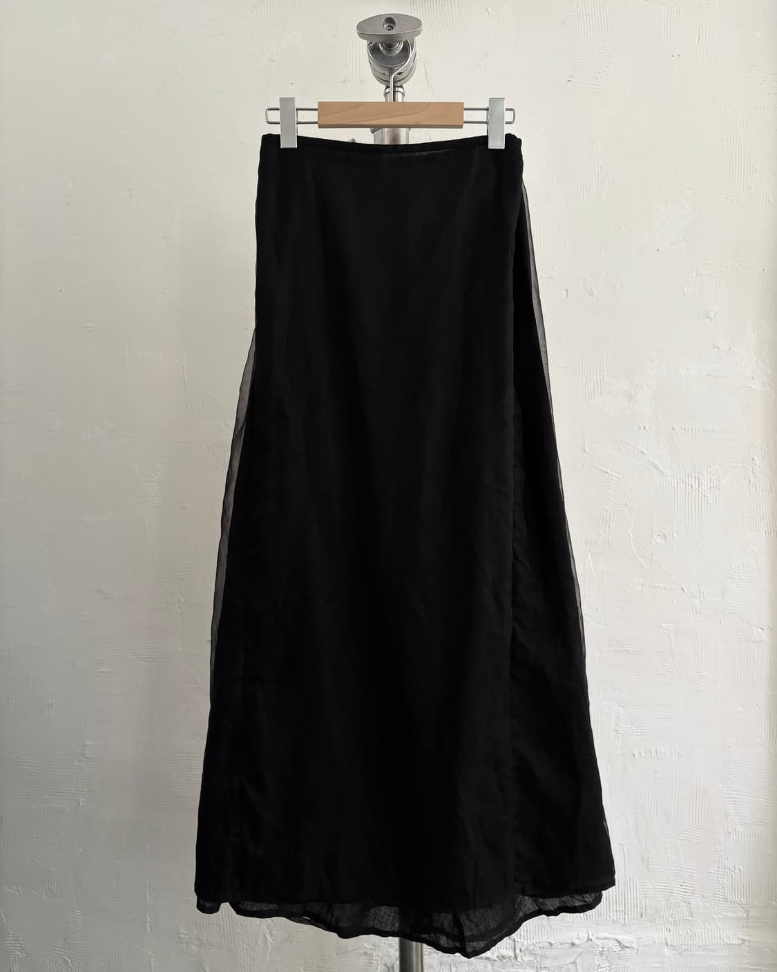 Yohji Yamamoto 요지야마모토 블랙 컬러 쉬폰 롱 스커트 상품이미지1