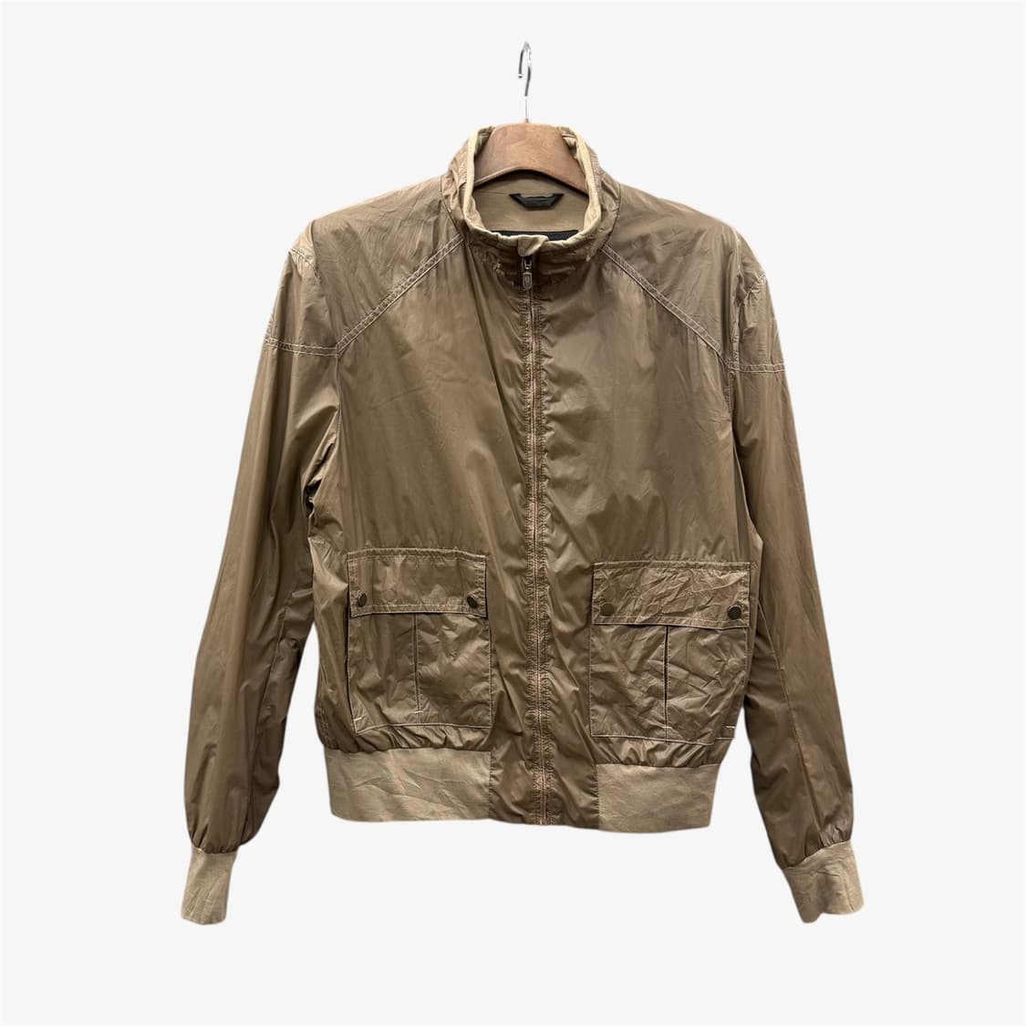 벨스타프 나일론 풀집업 A-2 자켓 투포켓 롱시보리 디테일 베이지 상품이미지1