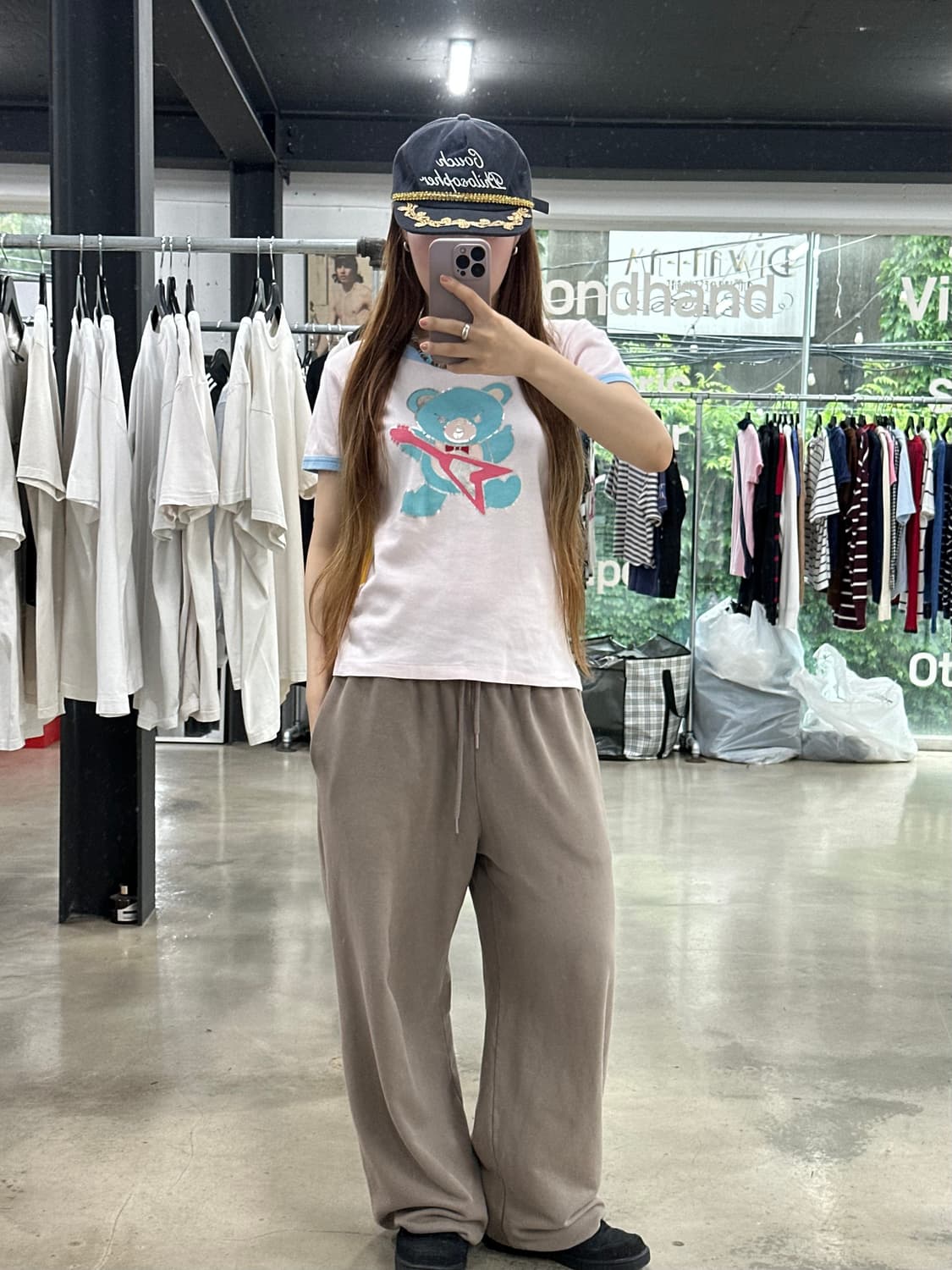 히스테릭글래머 퍽베어 반팔 링거티 스카이블루핑크 상품이미지3