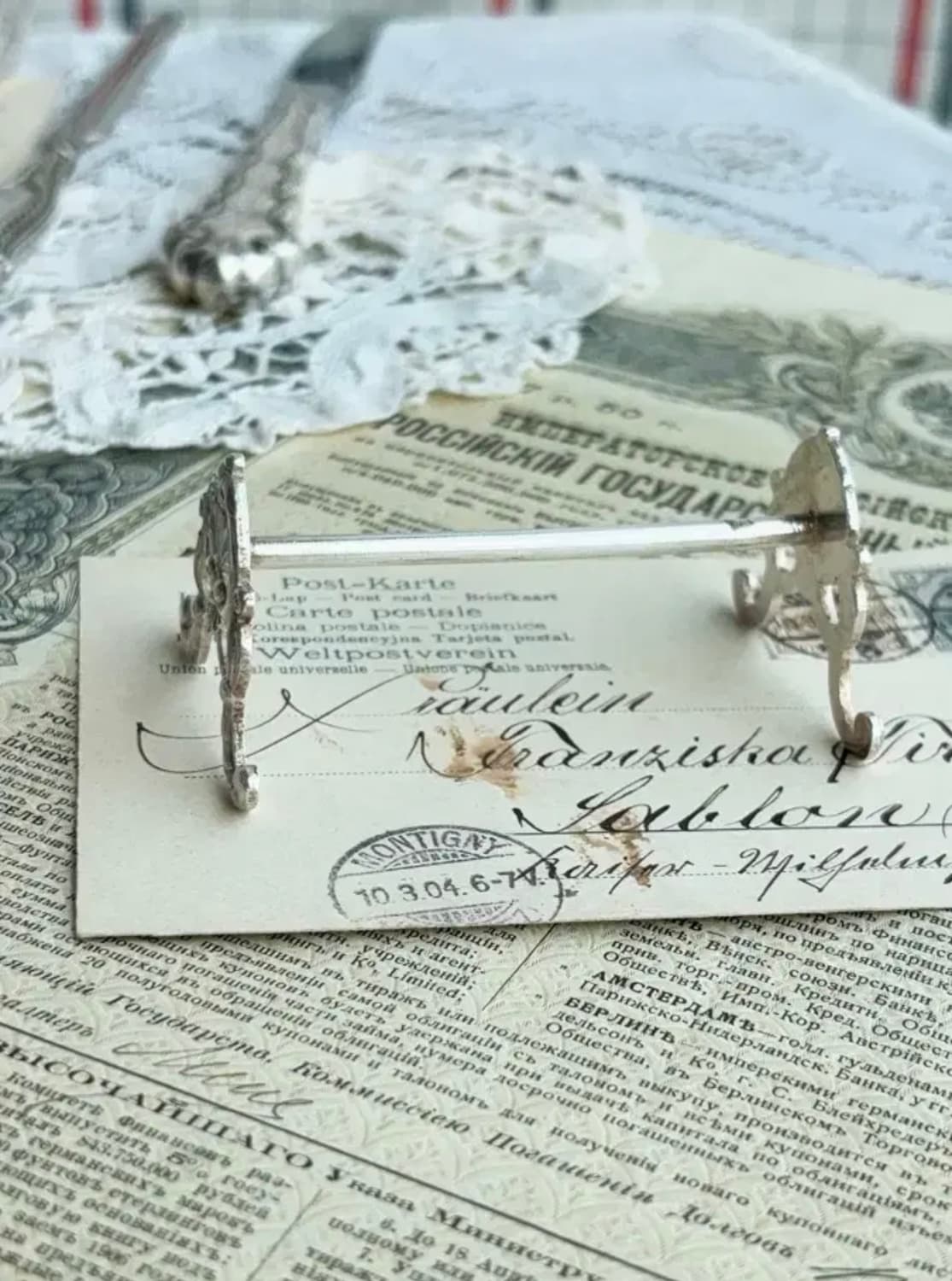 [레어]프랑스 앤틱실버 플레이트 커트러리 받침 나이프레스트 상품이미지2