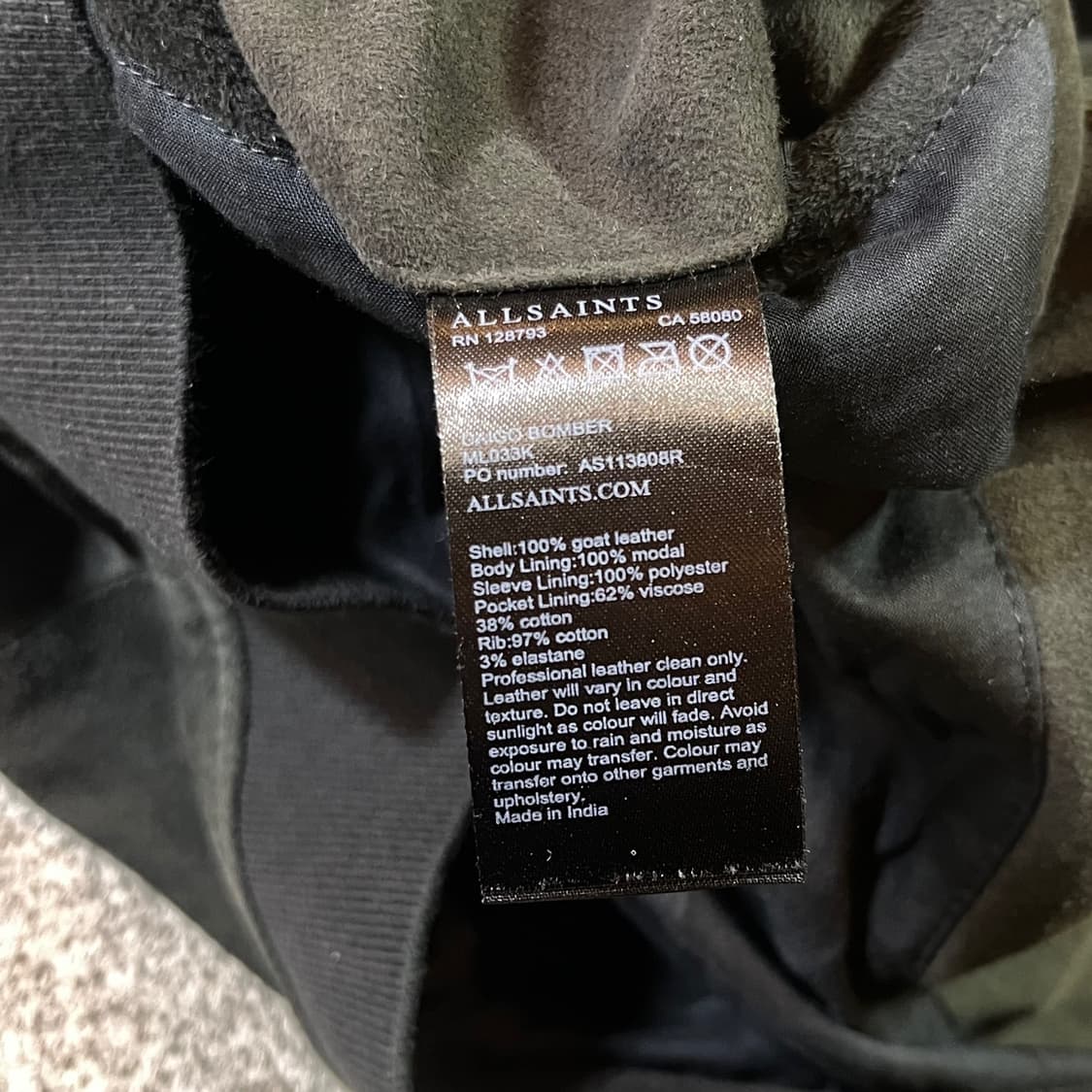 올세인츠 염소가죽 스웨이드 블루종 자켓 상품이미지3