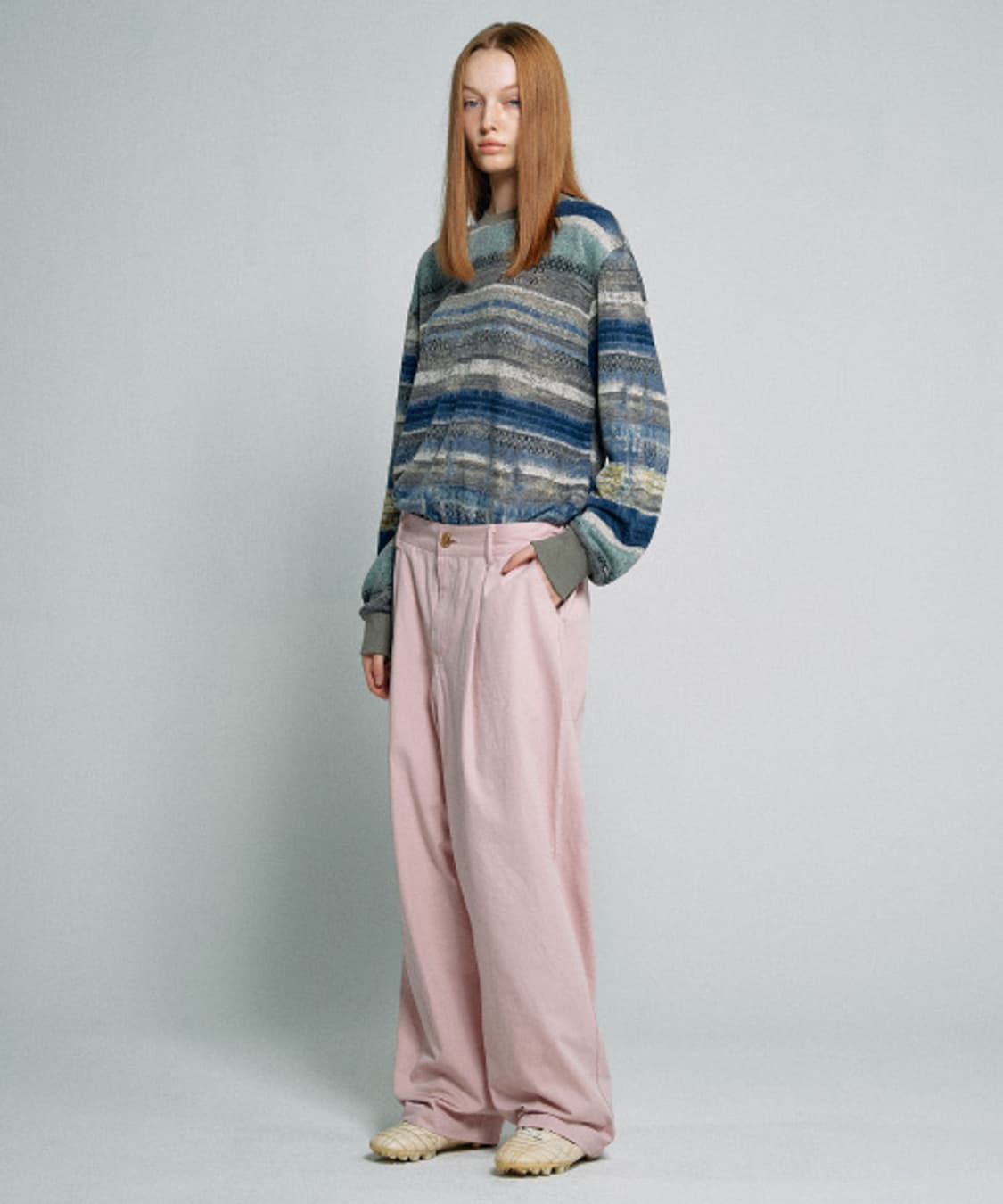 Ombrer Stripe L/S Tee Multi Blue 상품이미지4