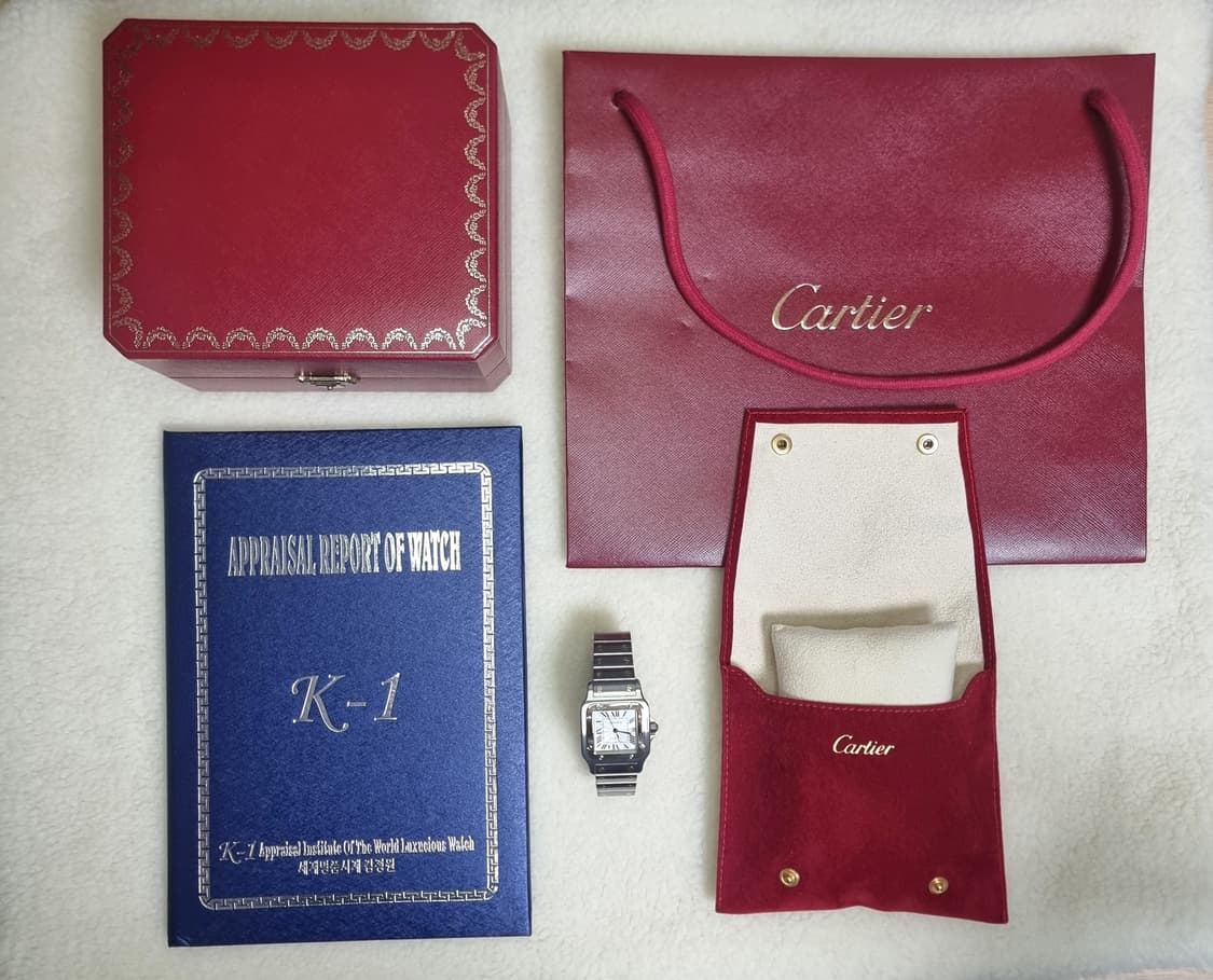 까르띠에 산토스 갈베 18K 콤비 L 기요셰판 오토메틱 시계 05~06년 상품이미지9