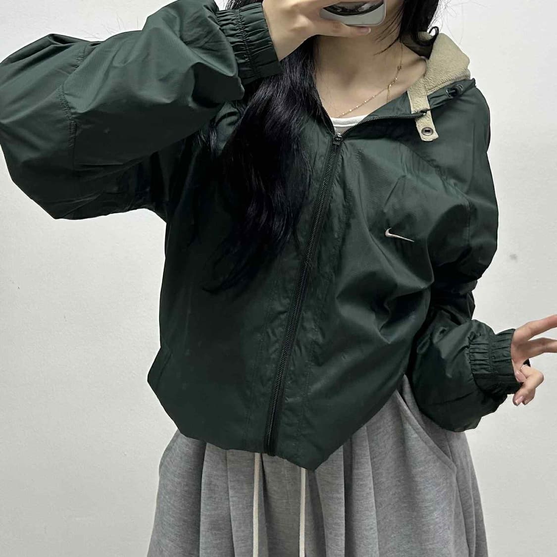 나이키 00s 솔로 스우시 아방핏 초록 올드스쿨 점퍼 후드 자켓(XXL) 상품이미지1