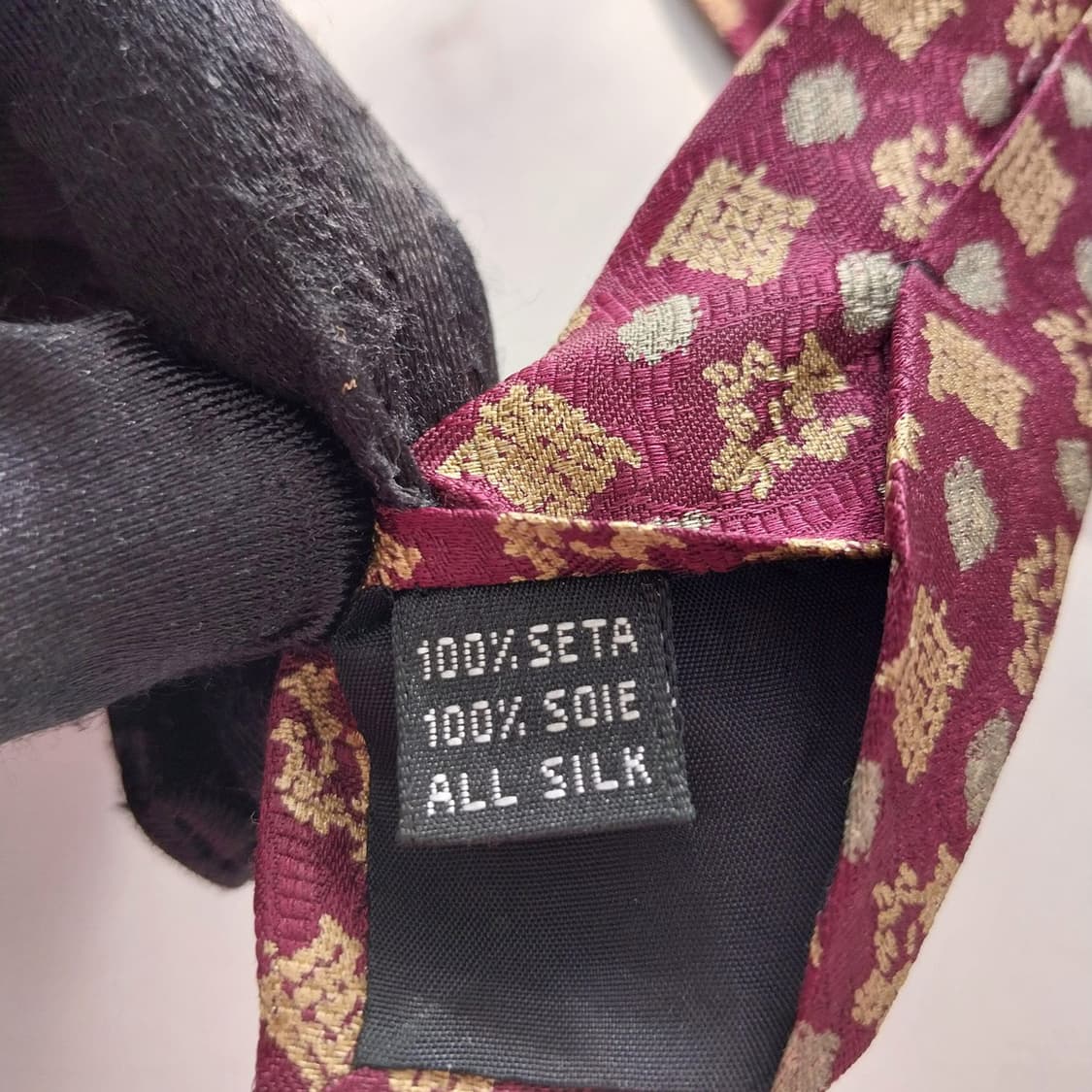 란셀 실크 와인 자카드 패턴 넥타이 9.9cm A+등급 K1364
 상품이미지10